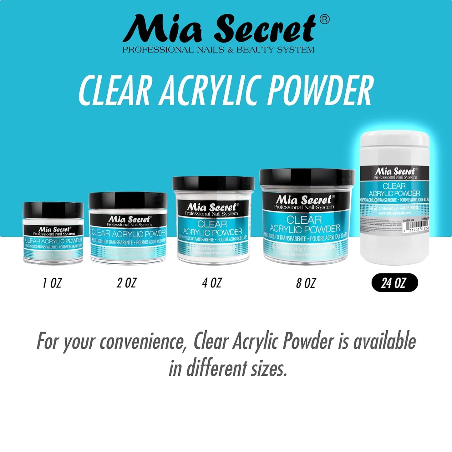 Mia Secret Clear Acrylic Powder (24oz)