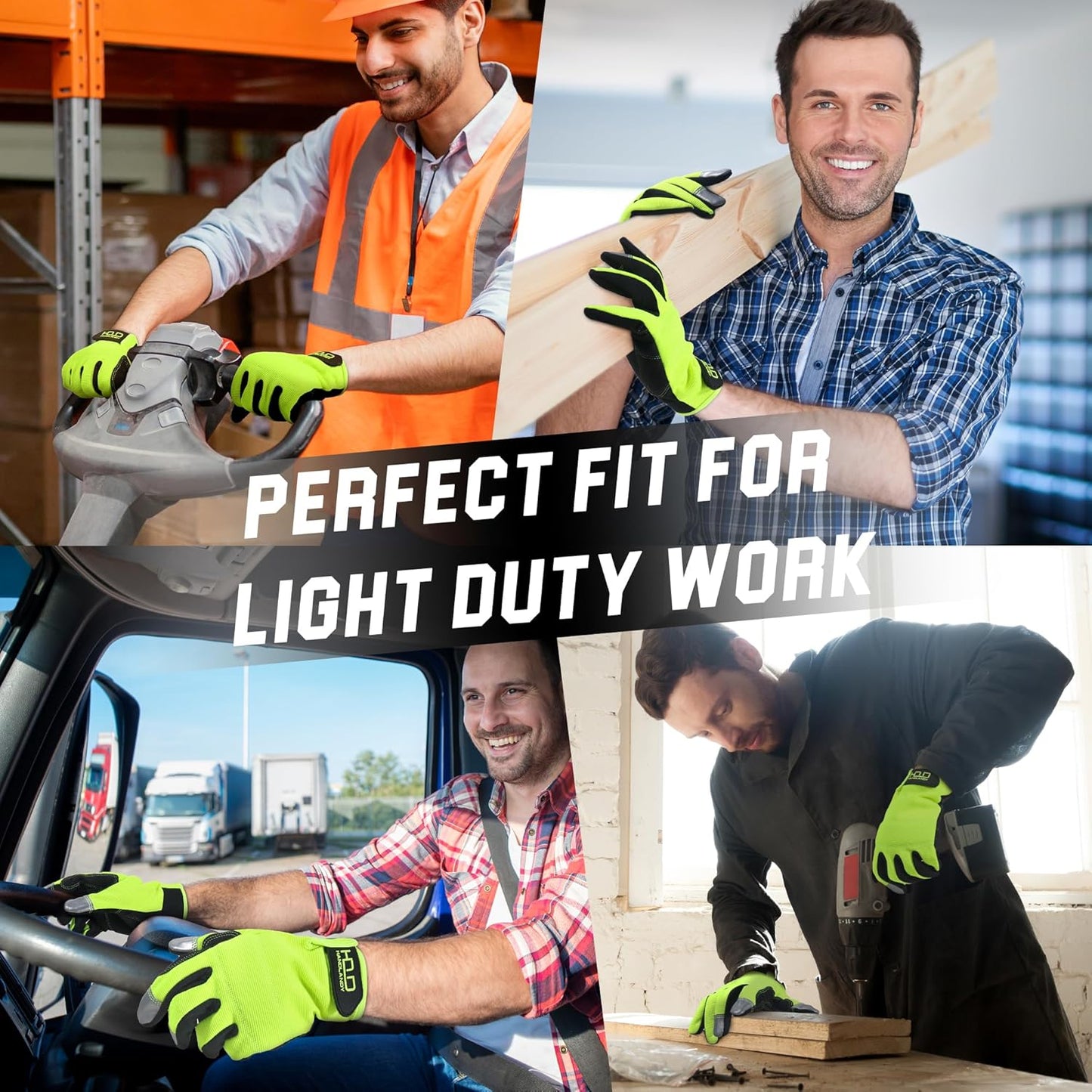 HANDLANDY Work Gloves for Men & Women, Utility Mechanic Working Gloves Touch Screen, Flexible Yard Work Gloves