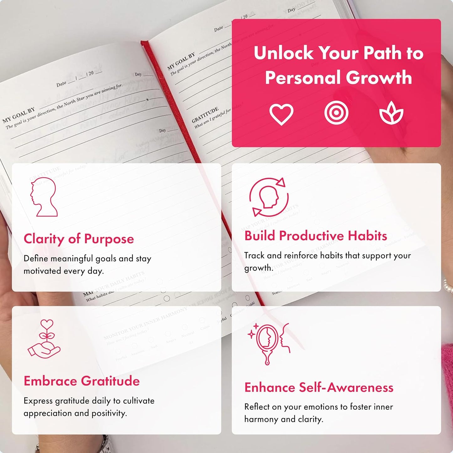 iAmEvolving Journal – Gratitude Journal with Prompts for Goal Setting, Habit Tracking, Mindfulness, Daily Reflection, Affirmations – 2025 Undated Self-Care Notebook for Women & Men (Columbia Blue)