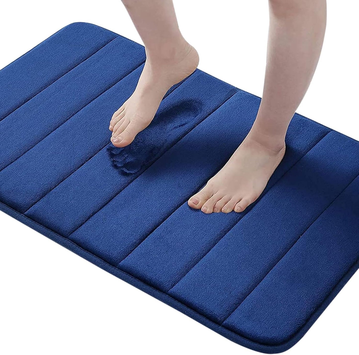 Buganda Memory Foam Bath Mat, 30" x 20", Ultra Soft and Non-Slip Bathroom Rugs, Water Absorbent and Machine Washable Bath Rug for Bathroom, Shower, and Tub, Navy Blue
