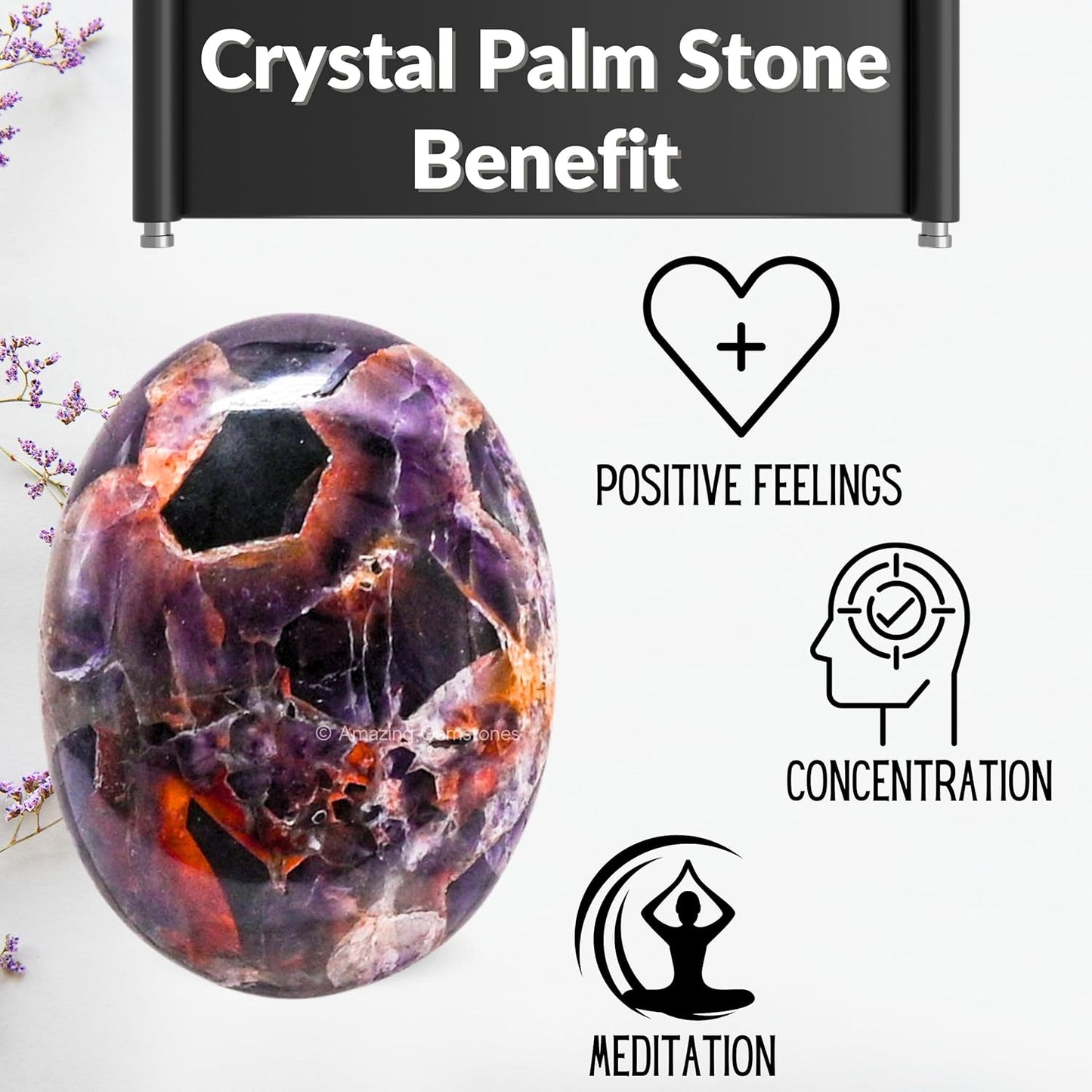Dreamy Amethyst Crystals and Healing Stones - Large Palm Stone Crystals Piedra - Crystal for Good Luck, Positive Energy, Meditation - Unique Stocking Stuffers and Birthday Gifts for Women, Men