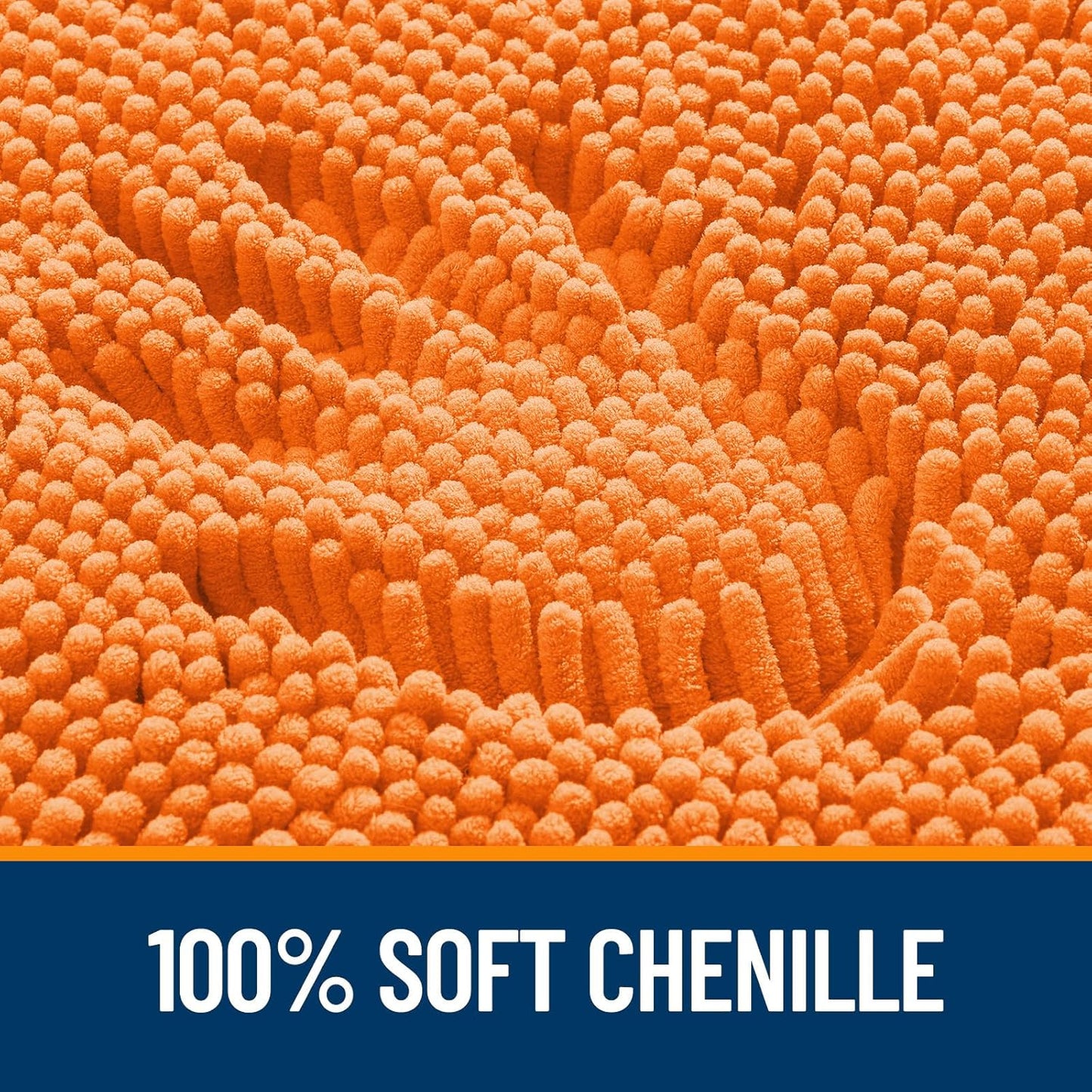 OLANLY Toilet Rugs U-Shaped 24x20, Extra Soft Absorbent Chenille Contour Bathroom Rugs for Toilet, Dry Quickly, Machine Washable, Non-Slip Bath Mat, Orange