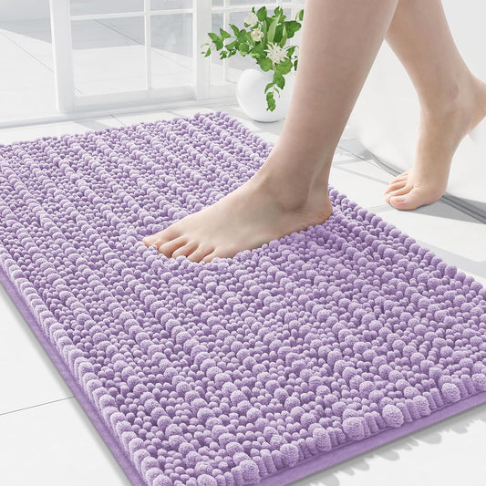 Arotive Luxury Chenille Bathroom Rug Mat, Extra Soft Thick Absorbent Shaggy Bath Rugs, Non-Slip Machine Wash Dry, Plush Bath Mats for Bathroom, Shower and Tub, 30x20, Light Purple