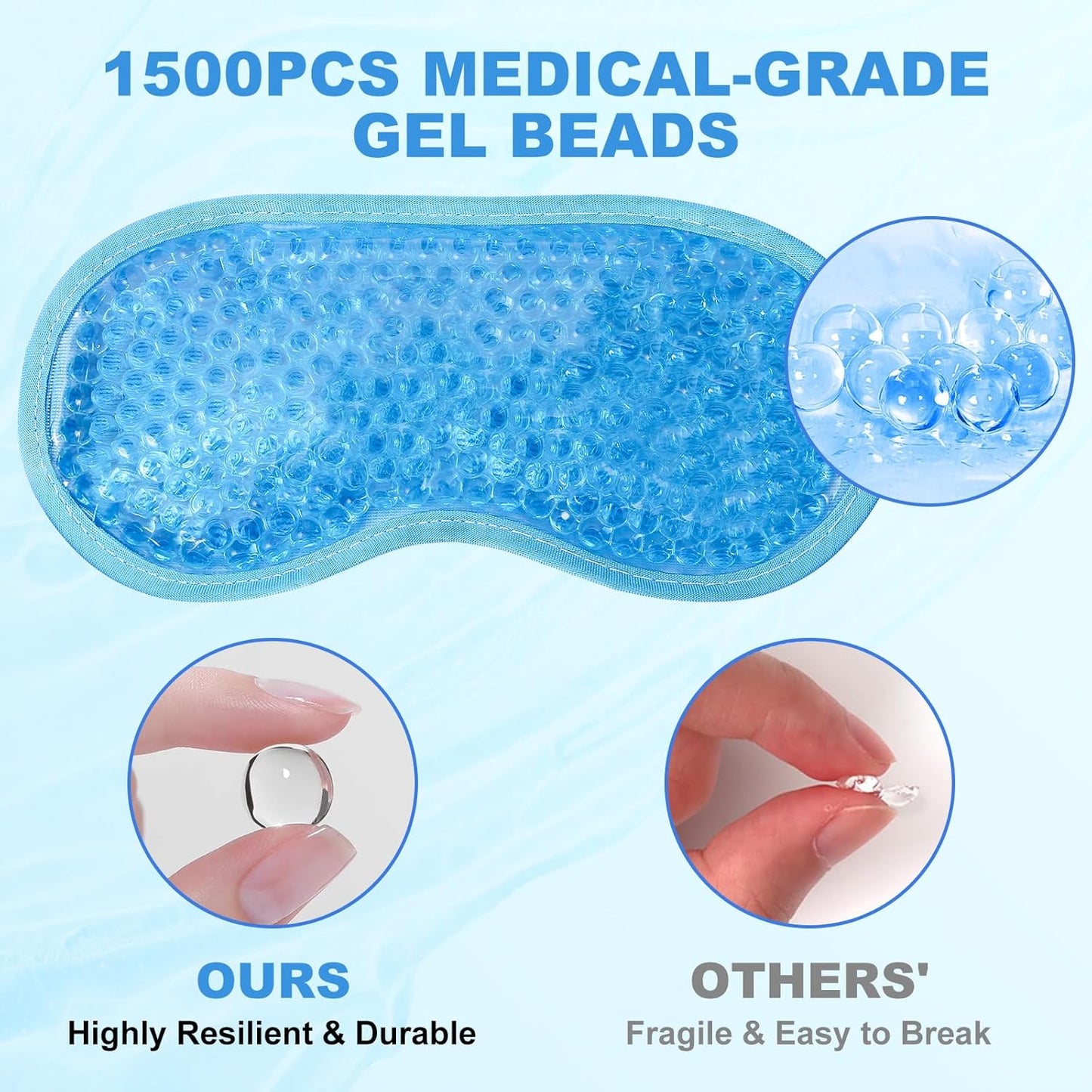 2Pack Cold Cooling Eye Mask, Reusable Hot Colder Therapy Gel Bead with Plush Backing for Puffiness Migraine Stress Relief Skin Care Dry Eyes