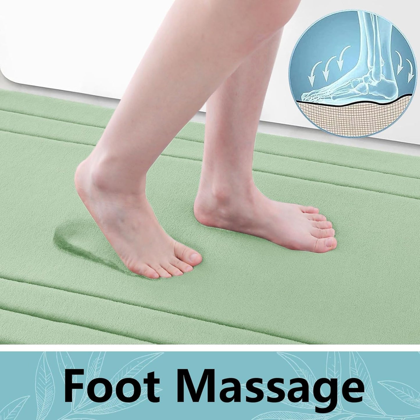 Arotive Memory Foam Bathroom Rug Mat 70x24, Ultra Soft and Absorbent Bath Mat, Machine Wash Dry, Comfortable Bath Rug Carpet for Bathroom Floor, Tub and Shower, Sage Green