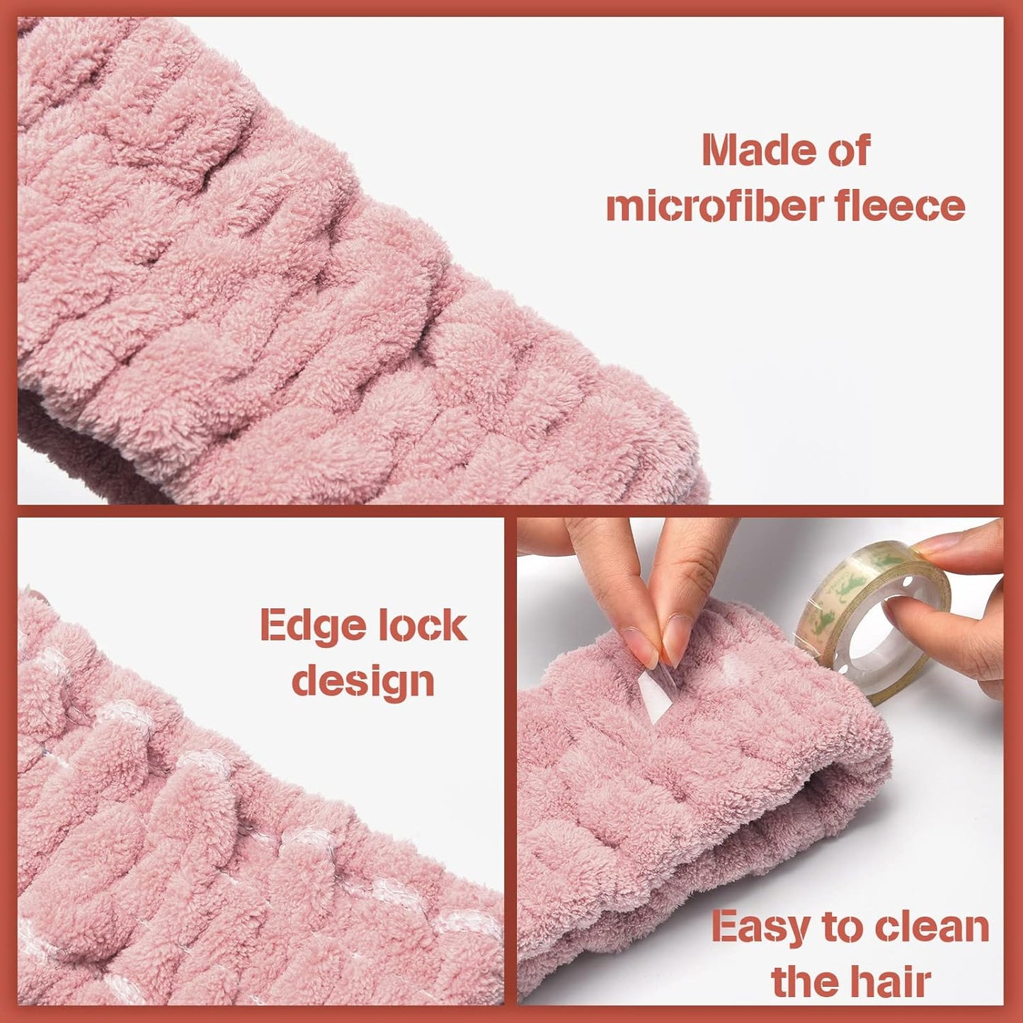 Chuangdi 3 Pieces Women's Makeup Headband - Elastic Head Wrap for Washing Face, Yoga, Sports, and Shower (Pink)