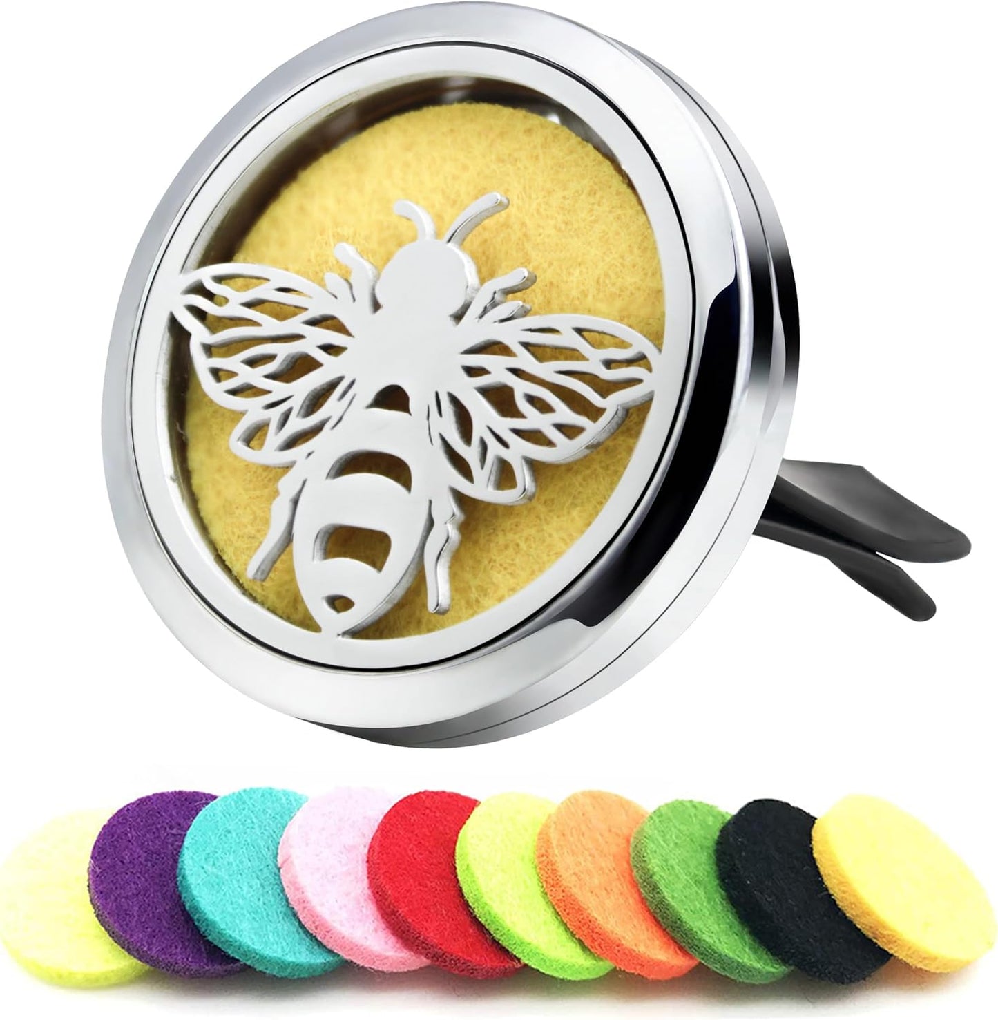 Car Diffuser Vent Clip 30mm Aromatherapy Essential Oil Automotive Diffuser Air Fresheners Vent Clips Car Accessories for Women Birthday Gifts (Bee)