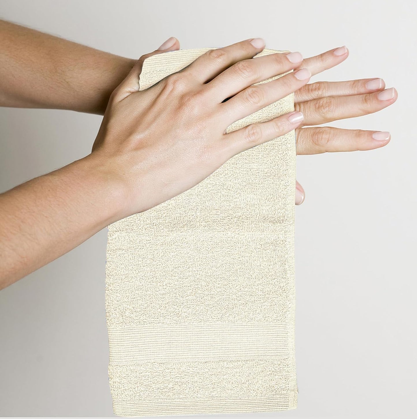 Premium Wash Cloths Pack of 12 (13" x 13") 100% Ring Spun Cotton | Luxury Washcloths | Ultra Soft Face Towels | Highly Absorbent Wash Cloths for face (Cream)