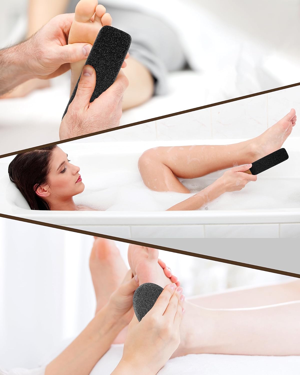 Pumice Stone Foot File, 4pcs Set Callus Remover for Feet with Wooden Handle, Pedicure Foot Scrubber to Remove Dead Skin, Dry, Rough, Corns Skin Scraper