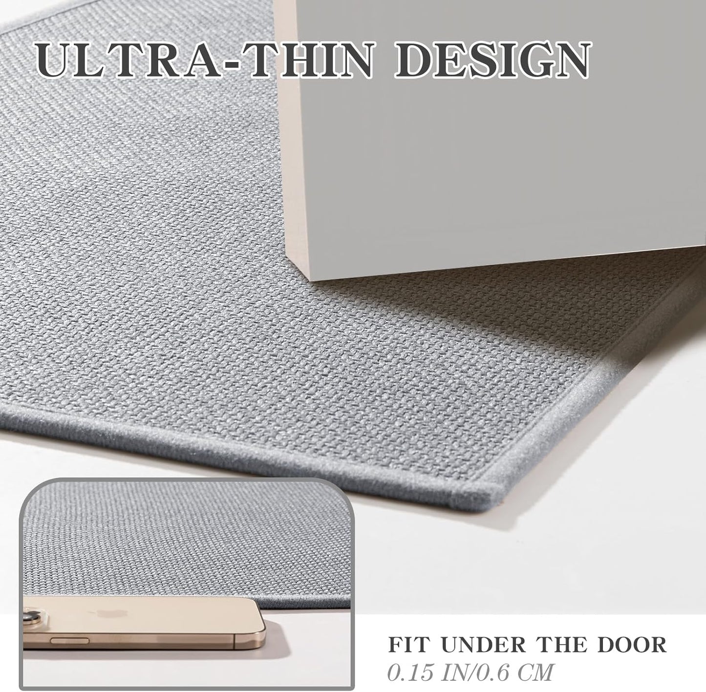 chakme Bathroom Rugs Mat 59x17, Ultra Thin Non Slip Bath Rug Runner Quick Dry Absorbent Bath Mat for Bathroom Floor, (Light Grey, 59"x17")