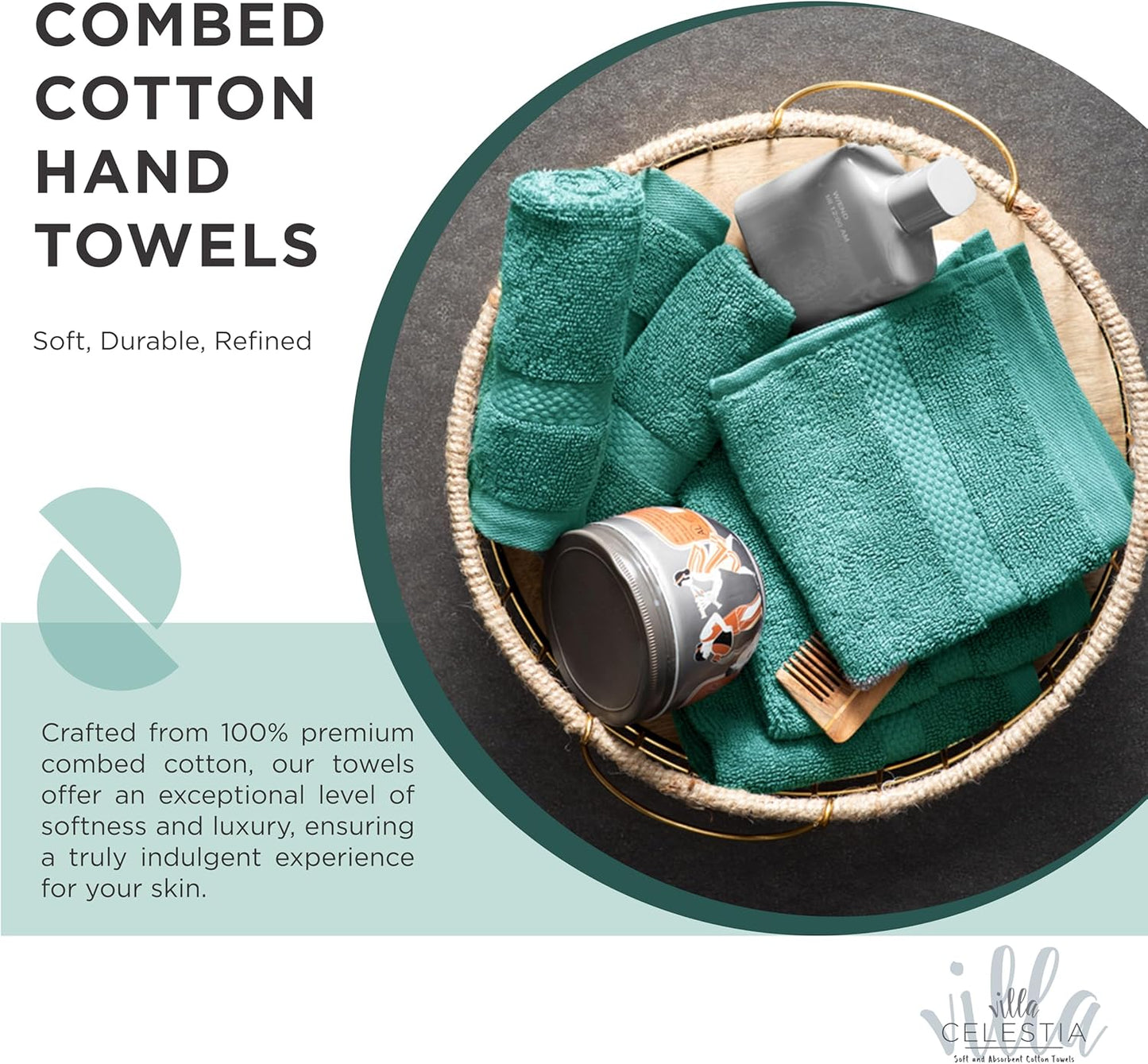 100% Cotton Bath Towel Set of 18-4 Bath Towels, 6 Hand Towels, 8 Wash Cloths, Sustainable, Soft, Highly Absorbent, Combed Cotton 18 Piece Set for Hotels, Spa, Bathroom, Dorm, Teal