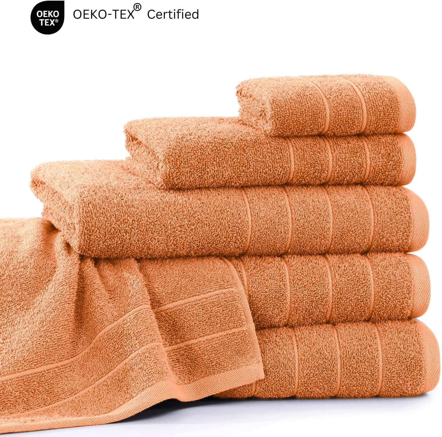 Casa Platino Bath Towel Set 24 Pieces – 100% Cotton, Soft & Absorbent, Ring Spun Fabric, Great for Home & Guests, Large Towels with Excellent Coverage, Quick Drying – Peach Fuzz