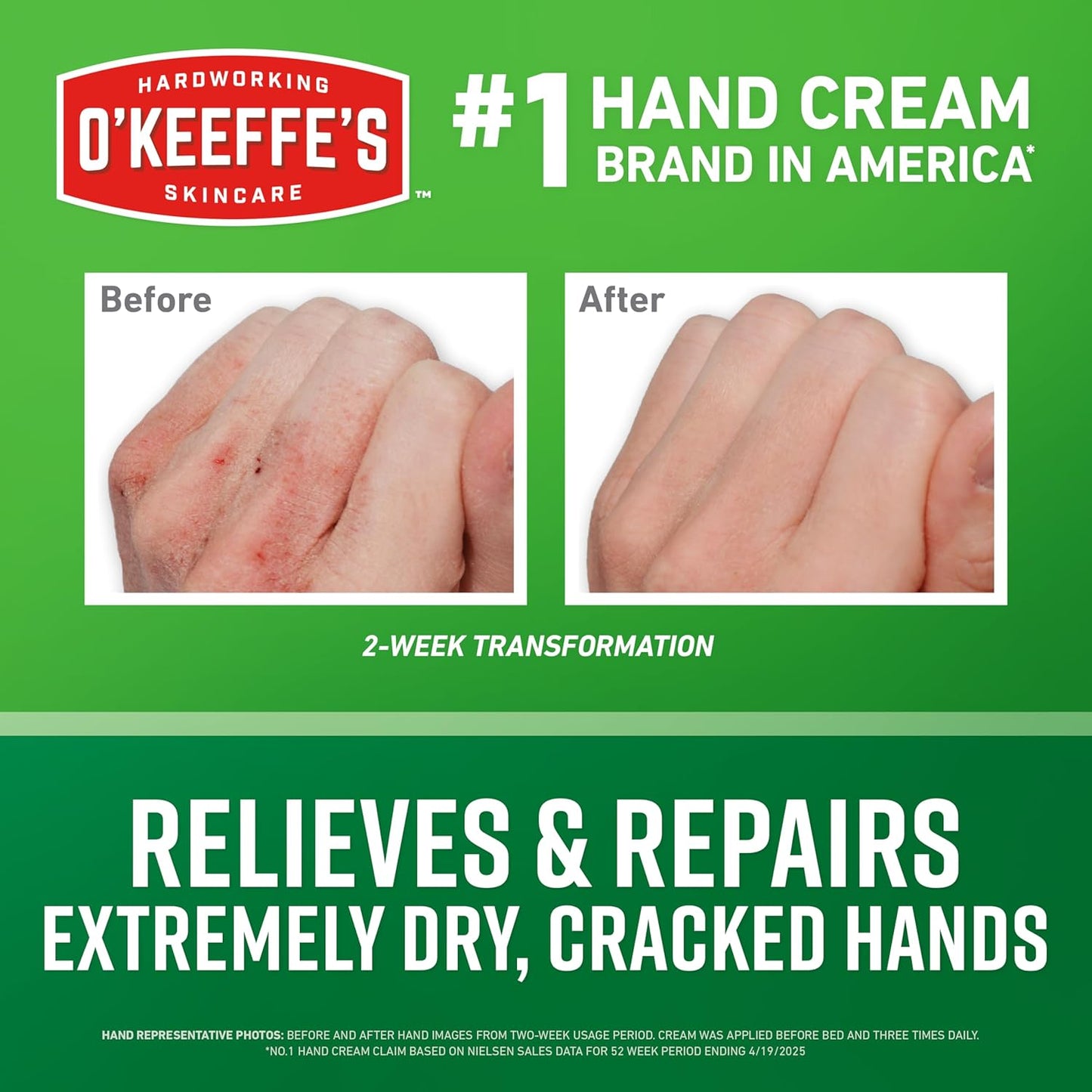 O'Keeffe's Working Hands Hand Cream for Extreme Dryness - 7 oz Tube (2 Pack) - Repairing Skincare for Cracked, Dry Hands