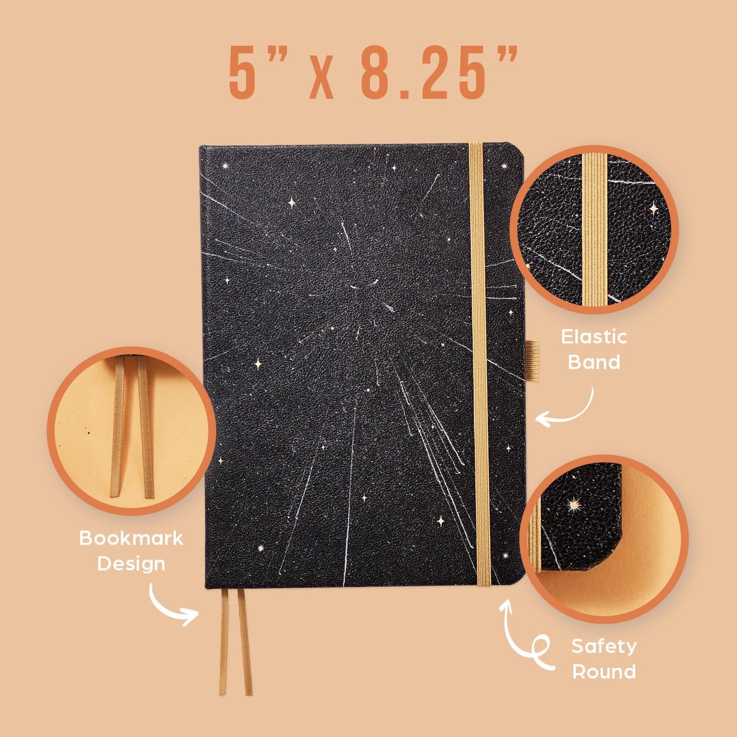 Happy Planner Book-Bound Dot-Lined Journal, Hardcover Journal for School or Office with Thick 100 GSM Paper, Linear Galaxy, 80 Pages, 5.75" x 8.25"