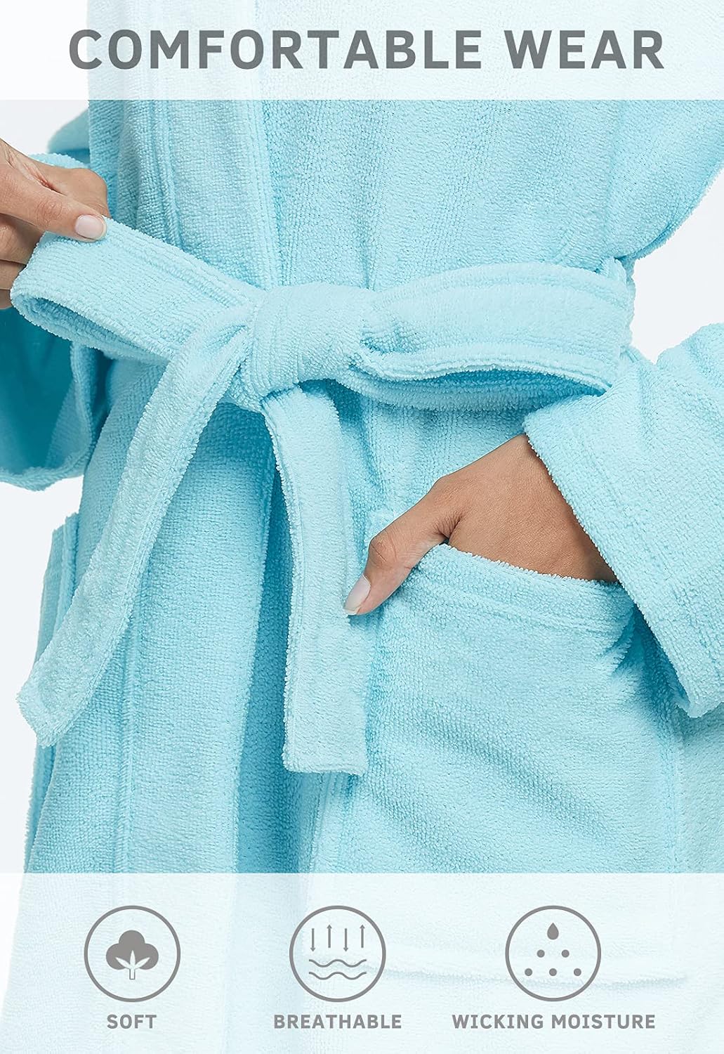 Orrpally Women Kimono Robes Lightweight Terry Cloth Bathrobe Knee Length Bath Robe