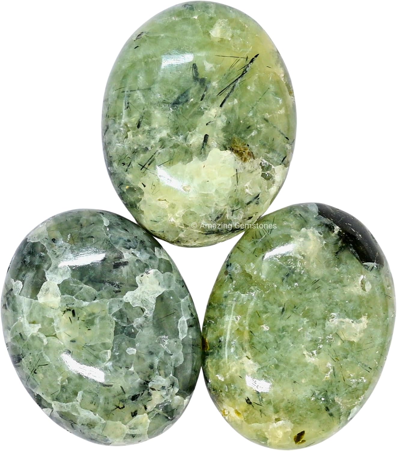 Amazing Gemstone Prehnite Epidote Crystals and Healing Stones - Large Palm Stone Crystals Piedra - Crystal for Good Luck, Positive Energy, Meditation - Unique Stocking Stuffers, Gifts for Women, Men