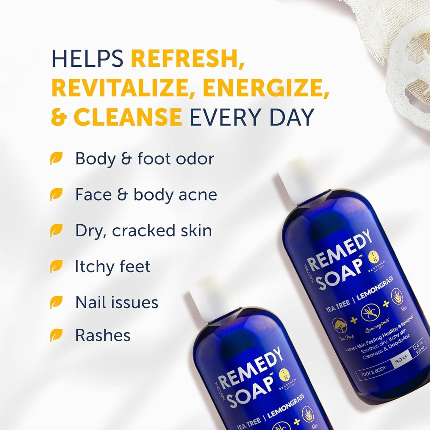 Truremedy Naturals Tea Tree Oil & Lemongrass Body Wash – 12 oz Natural Antifungal Shower Gel for Skin Irritations – Organic Oils, No Sulfates – Refreshing, Moisturizing Soap for Men & Women