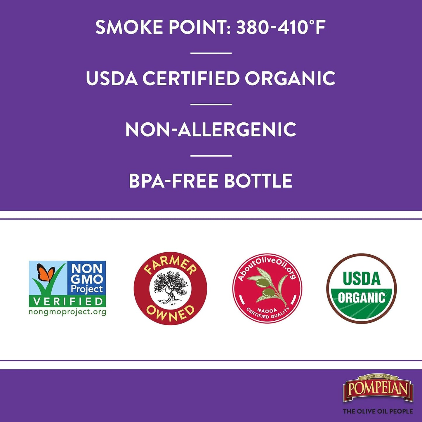 Pompeian USDA Organic Robust Extra Virgin Olive Oil, Contains Polyphenols, First Cold Pressed, Full-Bodied Flavor, Perfect for Salad Dressings & Marinades, 32 FL. OZ