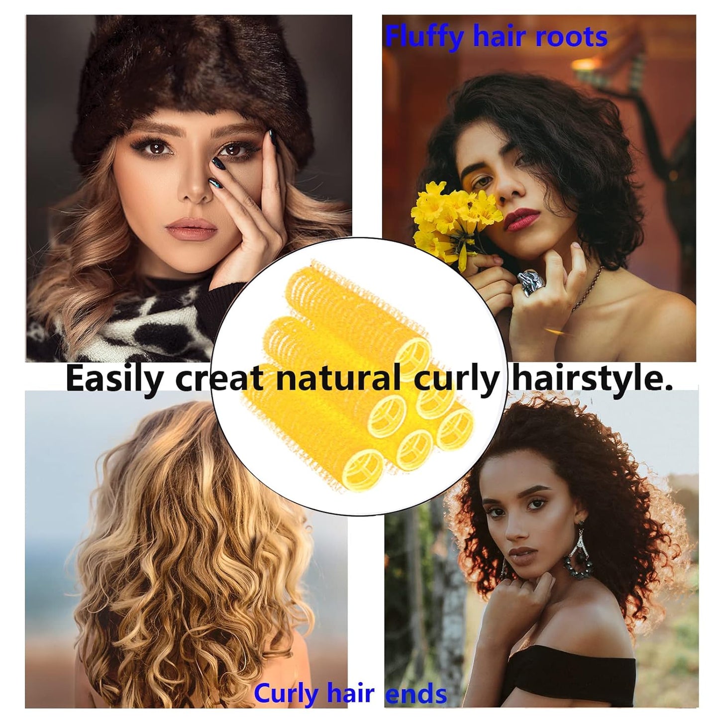 18PCS Self Grip Small Hair Curlers Heatless Roller Hair Curlers Pro Salon Hairdressing Curler DIY Curly Hairstyle Hair Rollers Tools Rat Tail Comb for Women Medium Short Hair(Yellow)