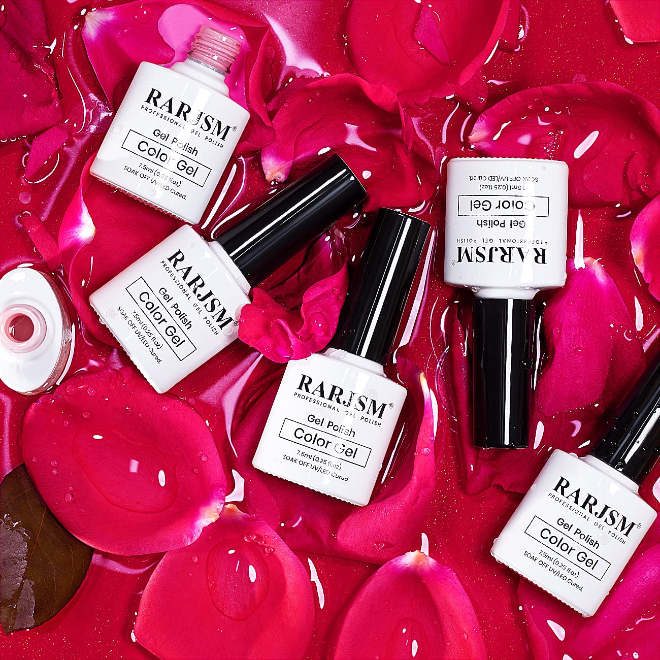 RARJSM Pink Gel Nail Polish Set 6 Pcs Pale Light Pink Neon Hot Pink Rose Glitter Fuchsia Sweet Cherry Colors Gel Polish Soak off 7.5ml UV LED Cured for Summer Home Salon Spring Nails