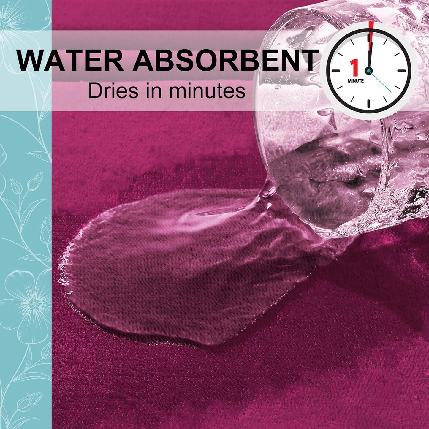 Grandaily Memory Foam Bath Mat Rug 36x24, Ultra Soft, Non-Slip and Absorbent Bathroom Rugs, Machine Wash Dry, Comfortable Bath Carpet for Bathroom Floor, Tub and Shower, Burgundy