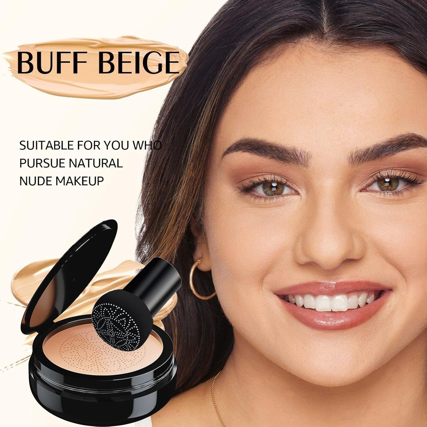 Mushroom Head Air Cushion CC Cream - BB Cream Foundation Makeup Concealer Moisturizing Oil Control, Long-Lasting & Waterproof, Easy Makeup Even Skin Tone (Buff Beige, 3.21 Ounce (Pack of 1))