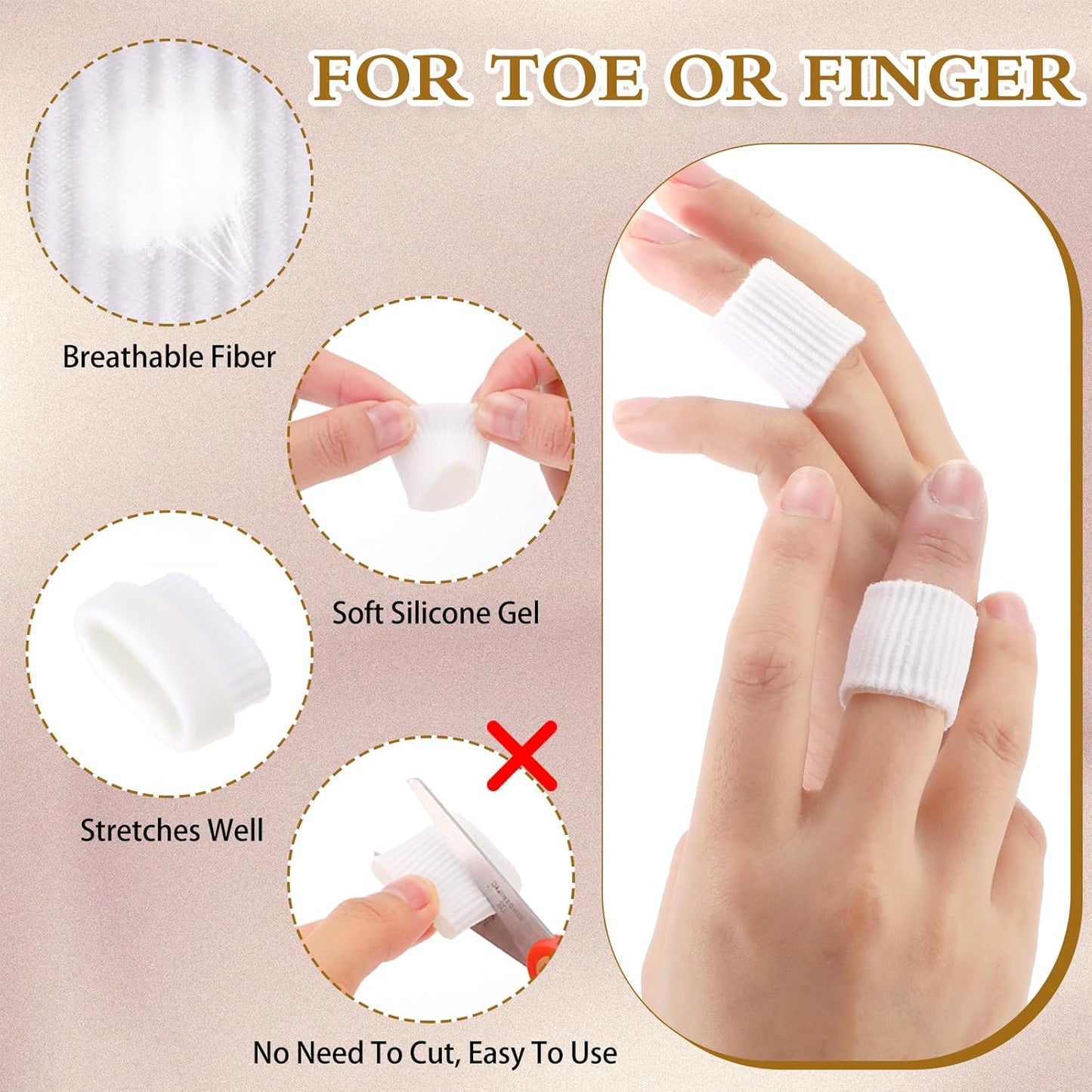 Blulu 24 Pieces Toe Tubes 0.98 Inches Cushion Tube Corn Pads for Toes Sleeves Soft Gel Protectors for Cushions Corns Blisters Calluses 3 Size (White,Assorted Sizes)