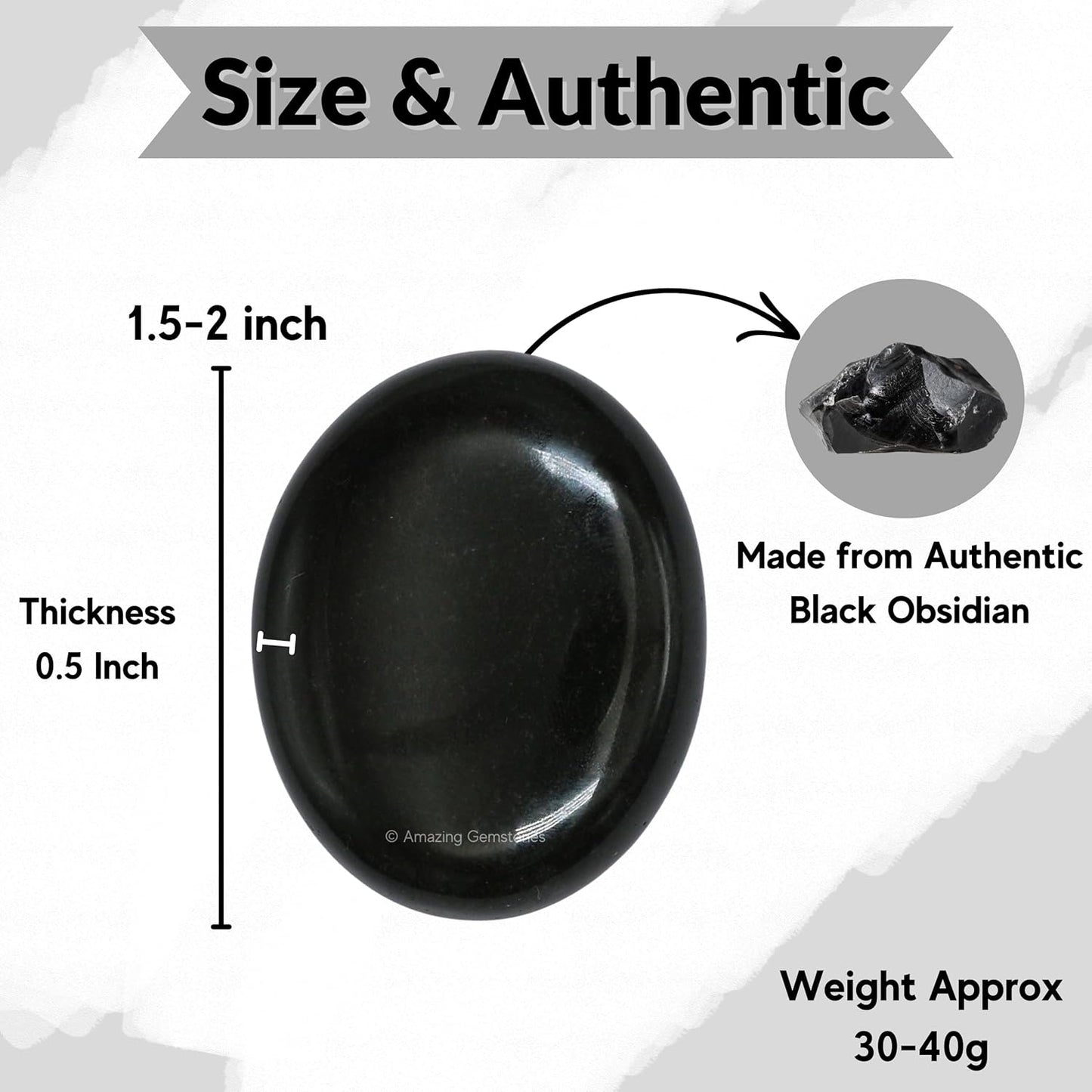 Amazing Gemstone Black Obsidian Crystals and Healing Stones - Large Palm Stone Crystals Piedra - Crystal for Good Luck, Balanced Positive Energy, Meditation - Unique Stocking Stuffers & Birthday Gift