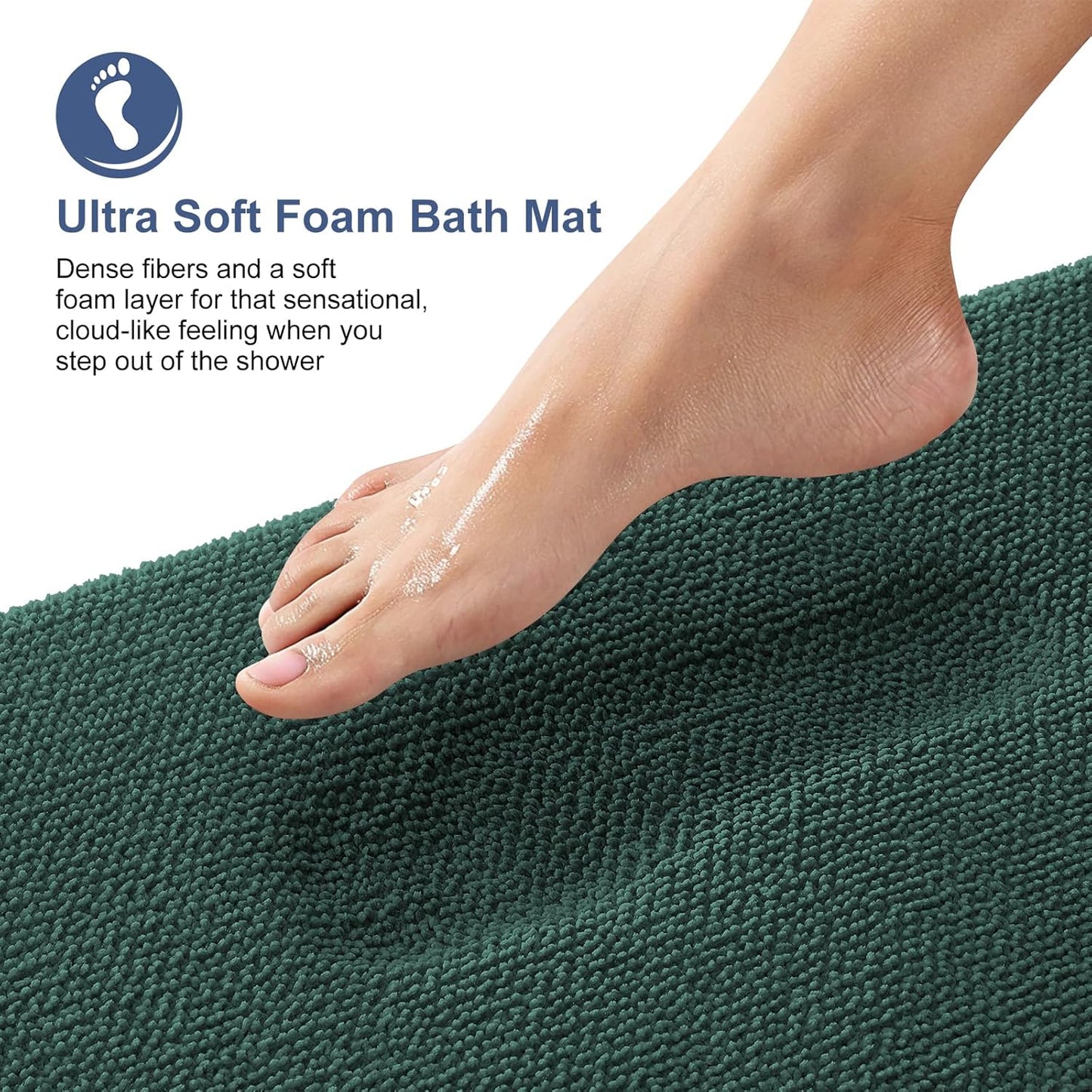 OLANLY Thick Memory Foam Bath Mat Rug 44x24, Extra Soft Absorbent Bathroom Rug, Quick Dry Bath Mats, Non-Slip, Washable Carpet for Bathroom, Tub and Shower, Home Decor Accessories, Blackish Green