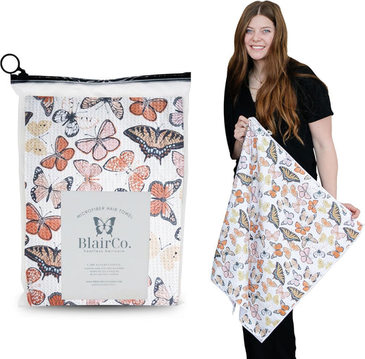 Microfiber Hair Towel Wrap for Women - Anti-Frizz Quick Dry Hair Wrap for Long Hair - Hair Towels for Women, Hair Drying Towel Wrap-Monarch Butterflies