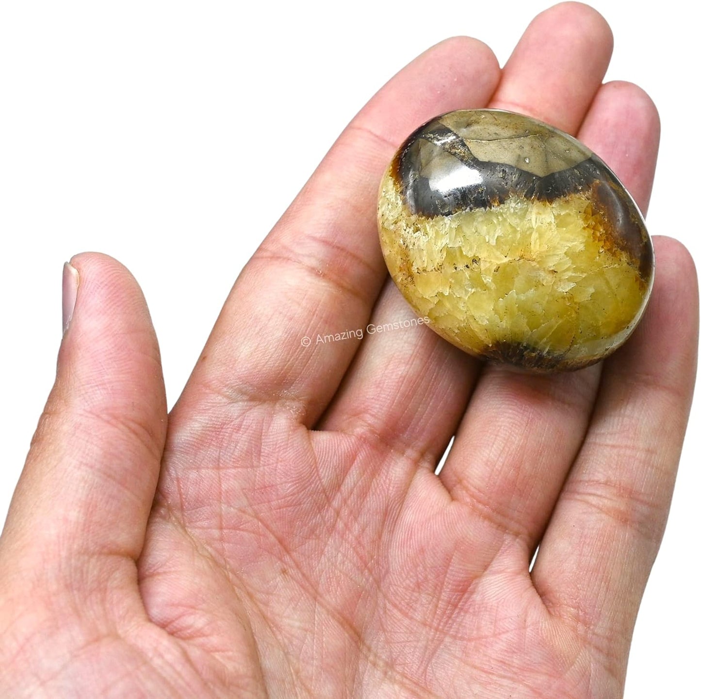 Amazing Gemstone Septarian Crystals and Healing Stones - Large Palm Stone Crystals Piedra - Crystal for Good Luck, Balanced Positive Energy, Meditation - Unique Stocking Stuffers, Gifts for Women, Men