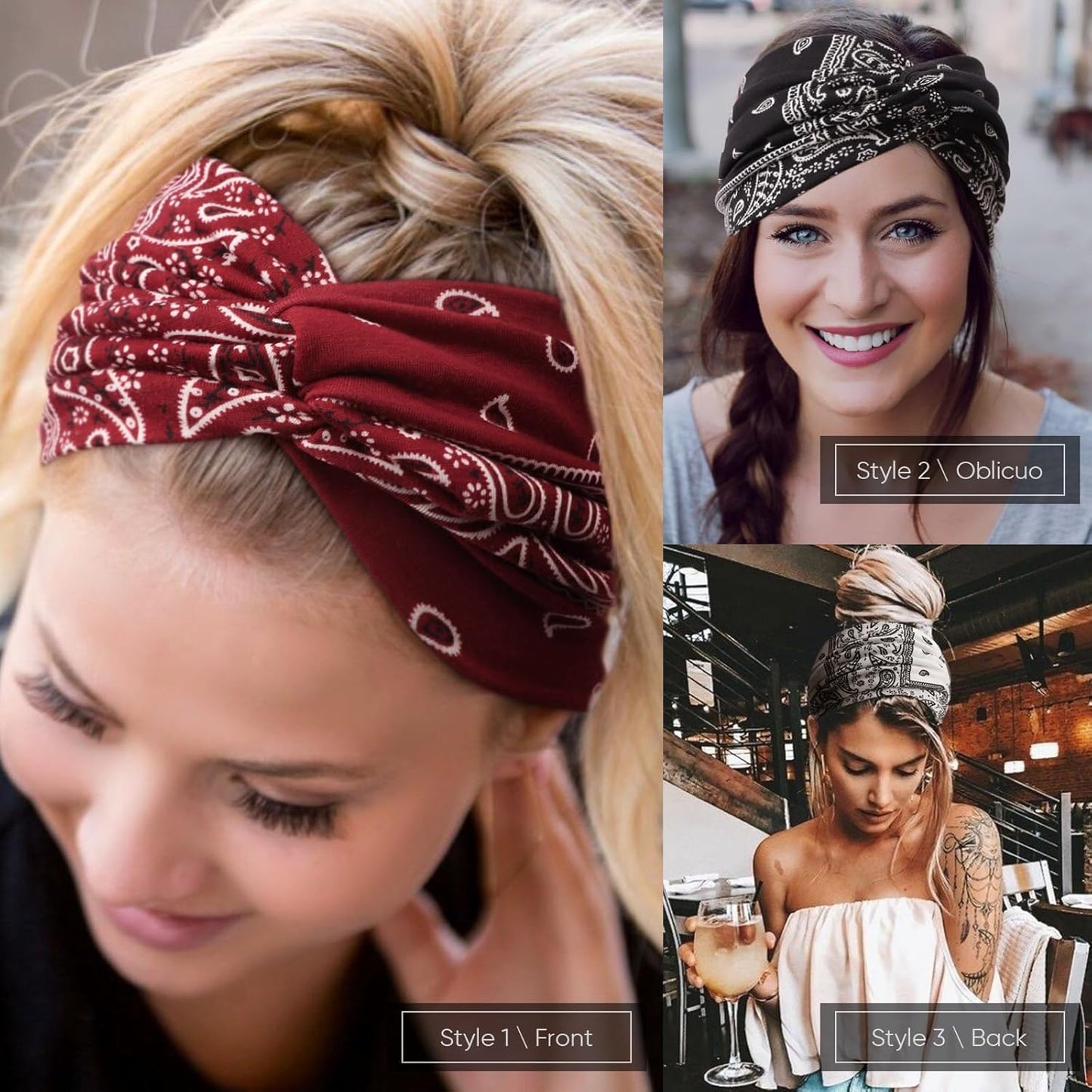 Extra Wide Headbands for Women Large Turban Headband Non Slip Boho Elastic Hairband Hair Twisted Knot Head Bands Accessories