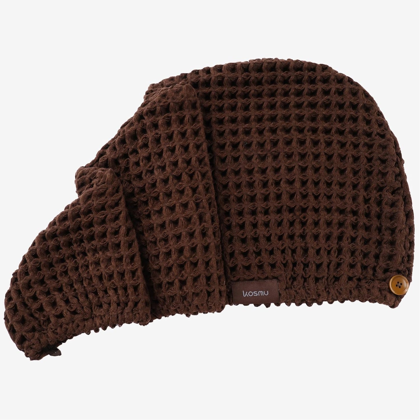 Hair Towel | 100% Cotton Silk Hair-Drying Waffle Wrap Turban for Women, Ultra-Absorbent, Anti Frizz, Hair Damage Protection for Straight and Curly Hair (Dark Cocoa, 1 Pack)