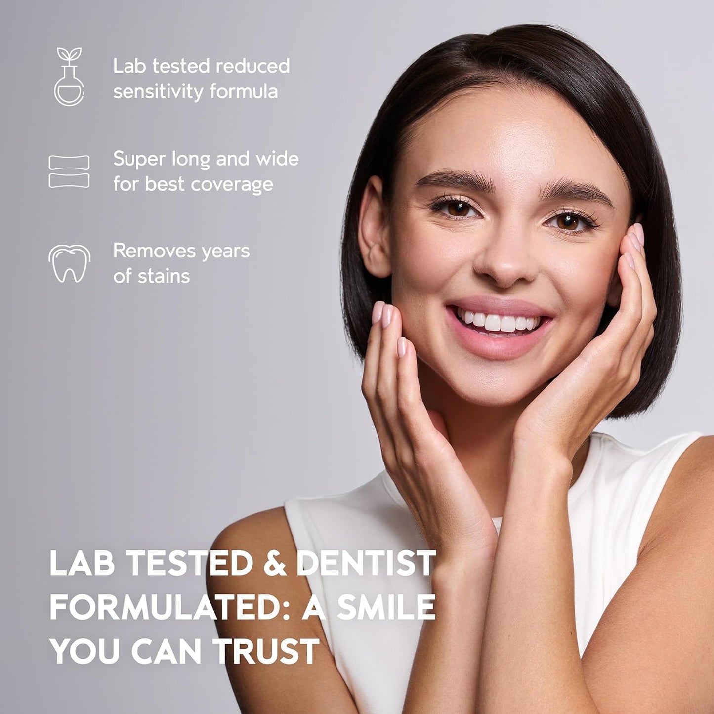 Natural Teeth Whitening Strips Kit 14 Treatments - Sensitive Teeth Whitener, Peroxide Free with Papain, Bromelain, Coconut Oil, White Strips for Teeth Whitening (28 Strips)