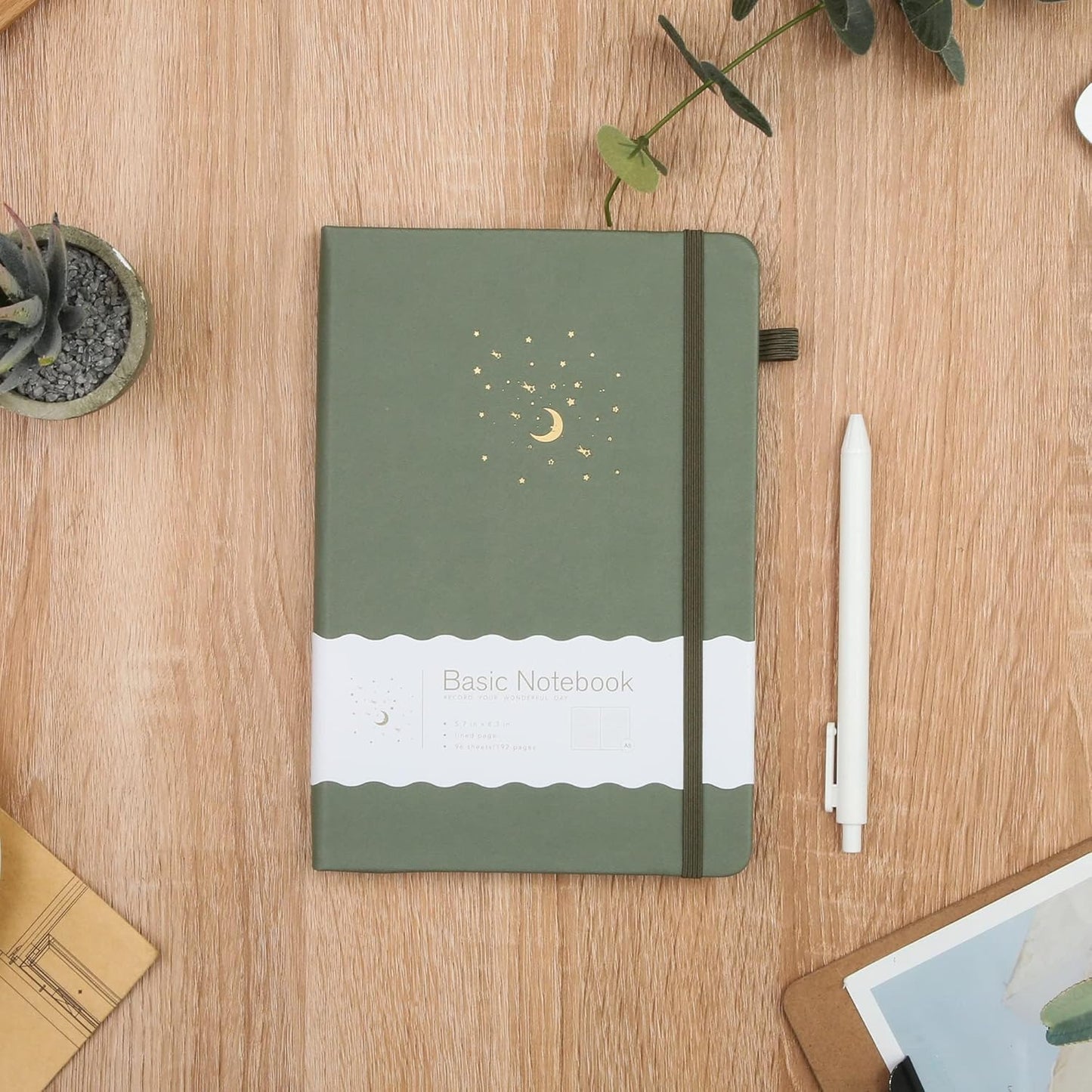 CAGIE Lined Journal Notebook for Work, 196 Pages, Medium 5.7" x 8.3", Hardcover Notebook Journal with Pen Loop, (Turquoise Ruled), Gifts