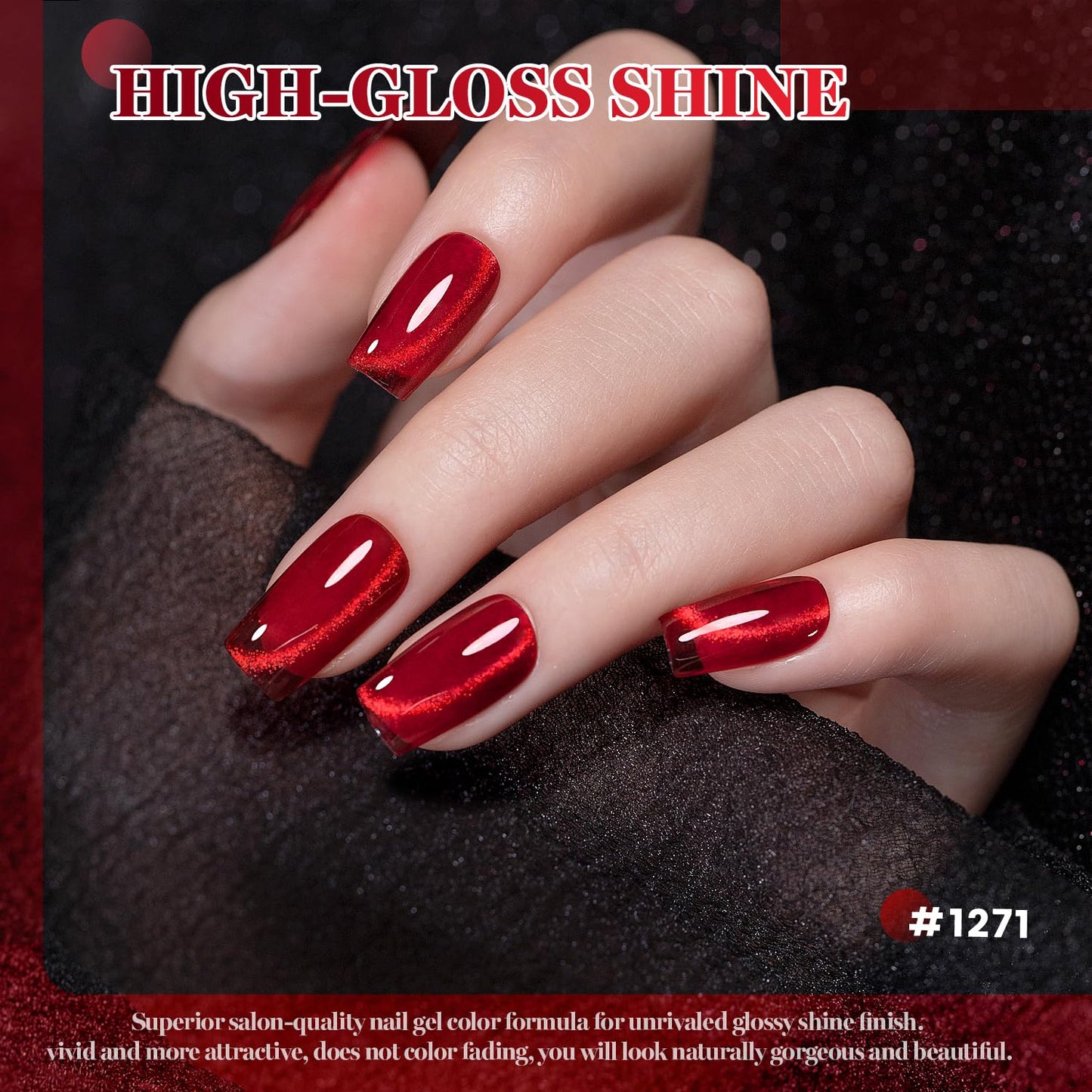 RARJSM Red Cat Eye Gel Nail Polish Set 6 Pcs Smoothie Ceramic Silver White Glitter Shimmer Burgundy Cherry Dark Wine Red Velvet Diamond Cateye Gel Polish with Magnetic Stick Soak off Curing Require