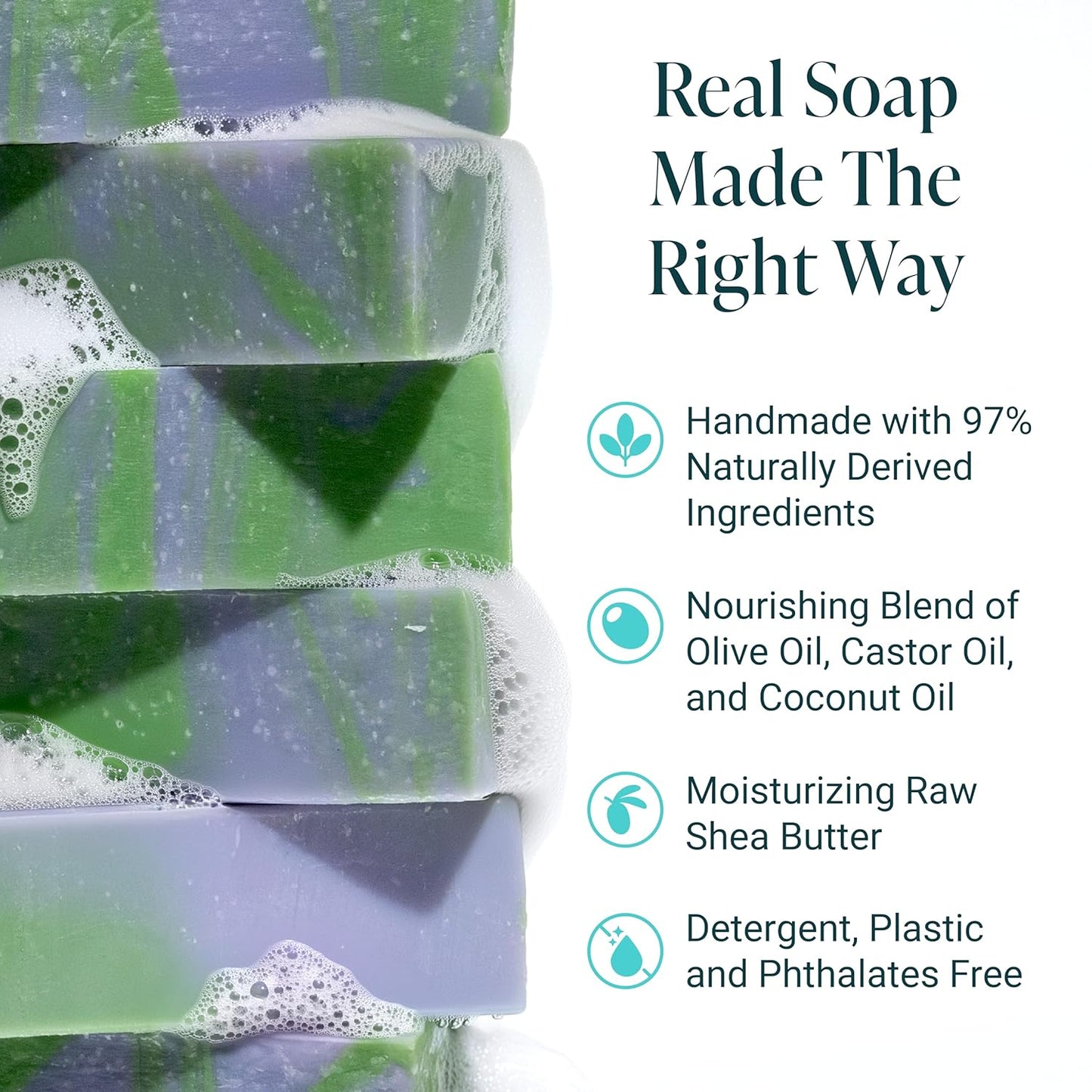 The Bubble Factory Handmade Soap, All Natural Soap for Women & Men, Hand, Bath & Body Natural Bar Soap, Vegan, Palm Oil Free, Made in USA with Shea Butter + Essential Oils, Lavender Rosemary, Single