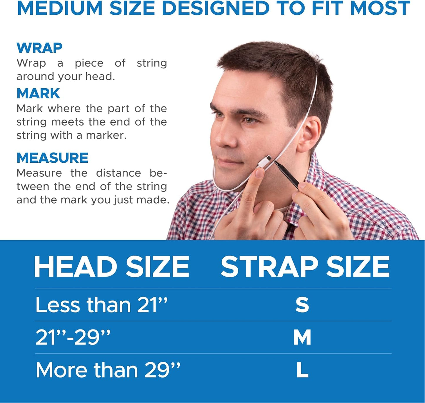 Chin Strap for Sleeping by AVEELA | CPAP Chin Strap in 3 Sizes, Anti Snoring Devices for Men and Women | Double Airflow Jaw Strap, Stop Snoring Solution Chin Strap - Large Chin Strap for CPAP Users