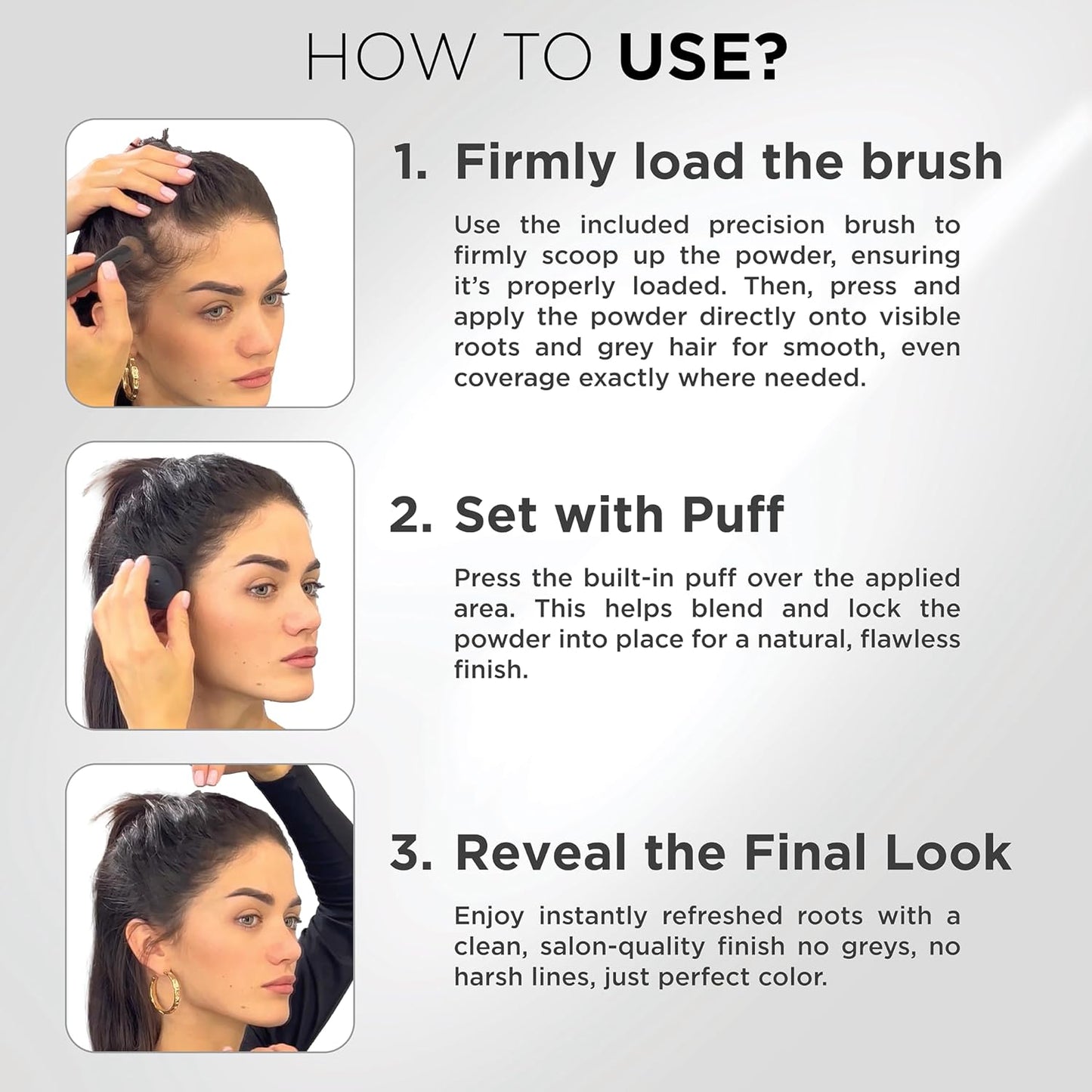 THICK FIBER Root Touch Up & Hairline Powder with Brush (LARGE 10g) – Covers Grey Roots, Thinning Hair & Bald Spots – Sweat & Water Resistant Hair Concealer for Women & Men (Black)