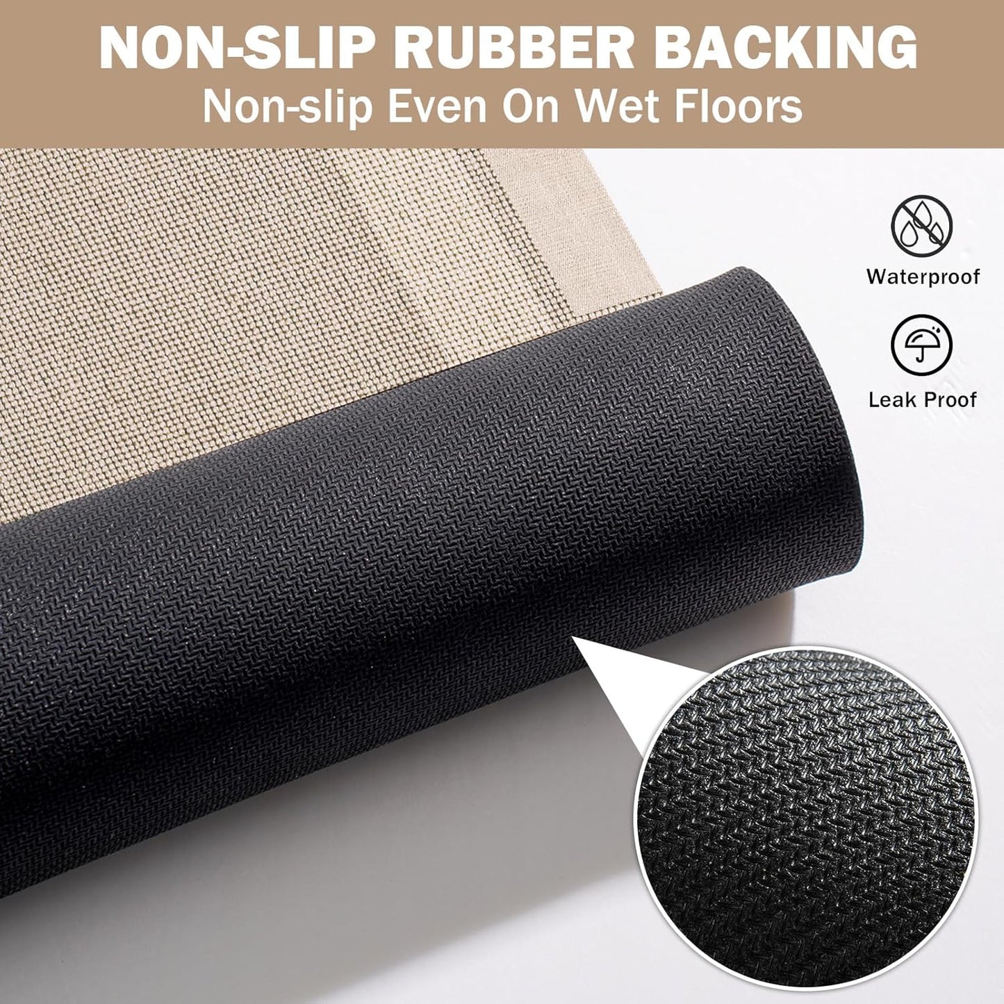 Non Slip Bath Mat, Rubber Backing Ultra Thin Bathroom Rugs Fit Under Door Quick Dry Super Absorbent Washable Bath Rug Shower Mat for Bathroom Floor Bathtub Shower Sink, Easy Care Beige 24"x 35"