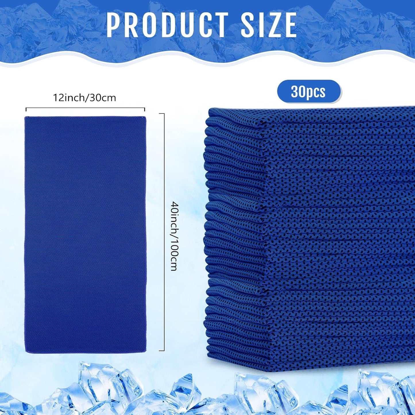 Hosuly 30 Pack Cooling Towels, 40"x12" Ice Breathable Soft Chilly Sweat Rag Microfiber Workout Rags for Gym Cooling Towels for Neck and Face for Yoga Golf Sport Running