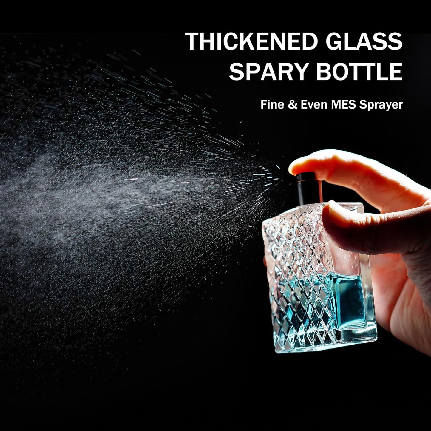 YU FENG 2 Pack Refillable Glass Spray Perfume Bottles 100ml / 3.4 oz Cosmetic Fine Mist Atomizer Bottle Empty Portable Clear Glass Essential Oil Container for Travel