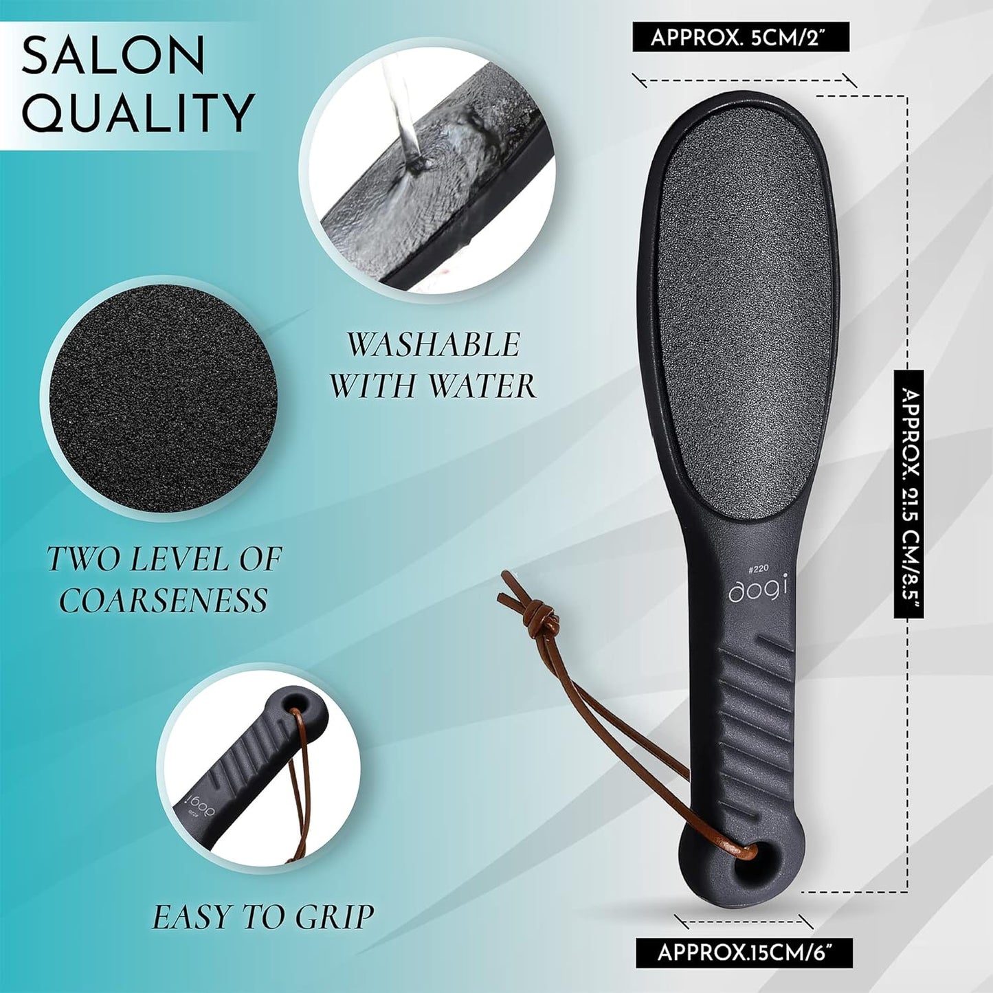 Foot rasp Pedicure Foot File - Removes Damaged and Hard Skin, Avoids Callus Buildup – Gentle, Fine File for at-Home Professional Treatment (Black, Waterproof, Comes with Original Pouch)