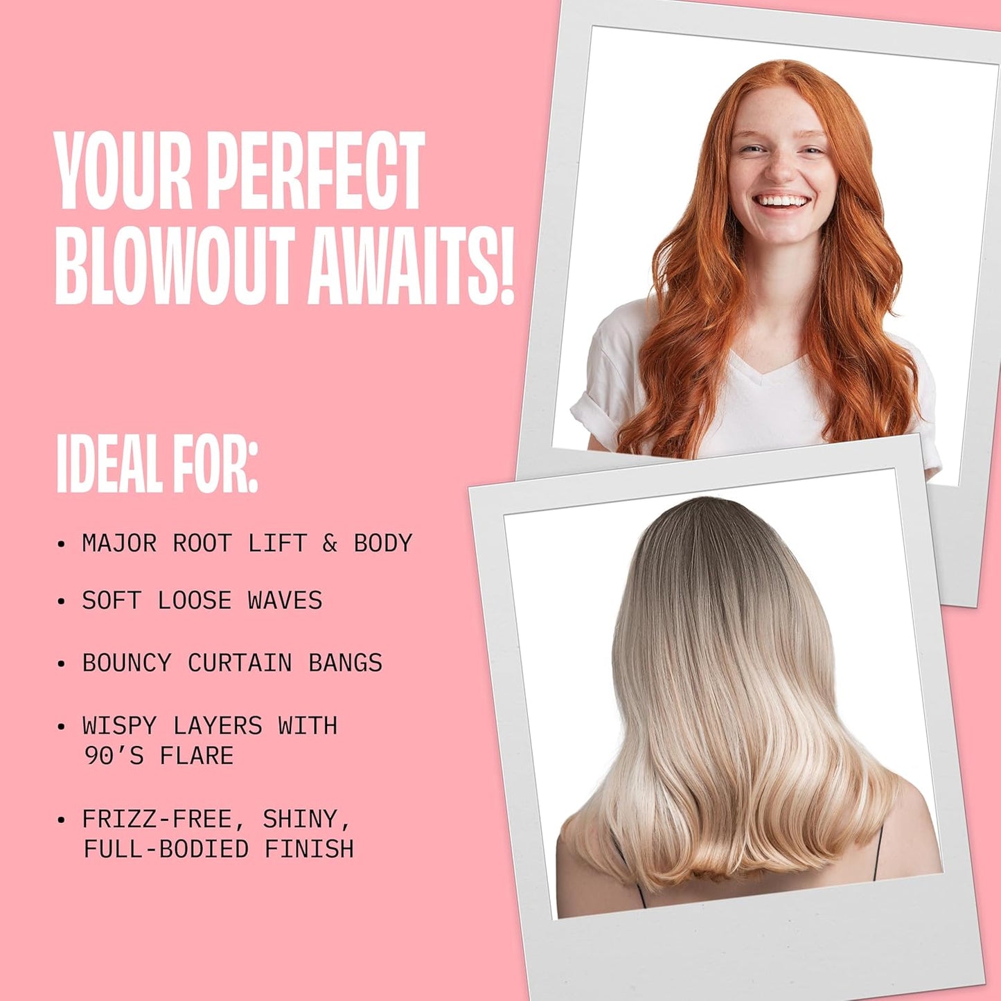 FoxyBae Hot Round Brush Hottie Hot Ceramic Hairbrush 1.5" - Curler & Straightener - Multi-Styler - Fight Frizz & Add Volume (Blush)