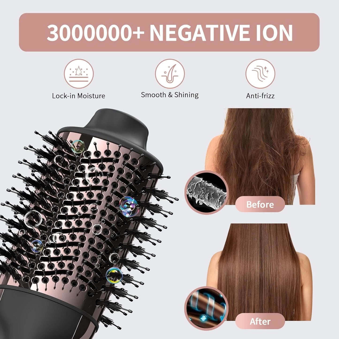 Hair Dryer Brush Blow Dryer in One, Upgraded 4 in 1 Hair Dryer and Styler Volumizer with Negative Ion Anti-frizz Ceramic Titanium Barrel Hot Air Hair Straightener Brush