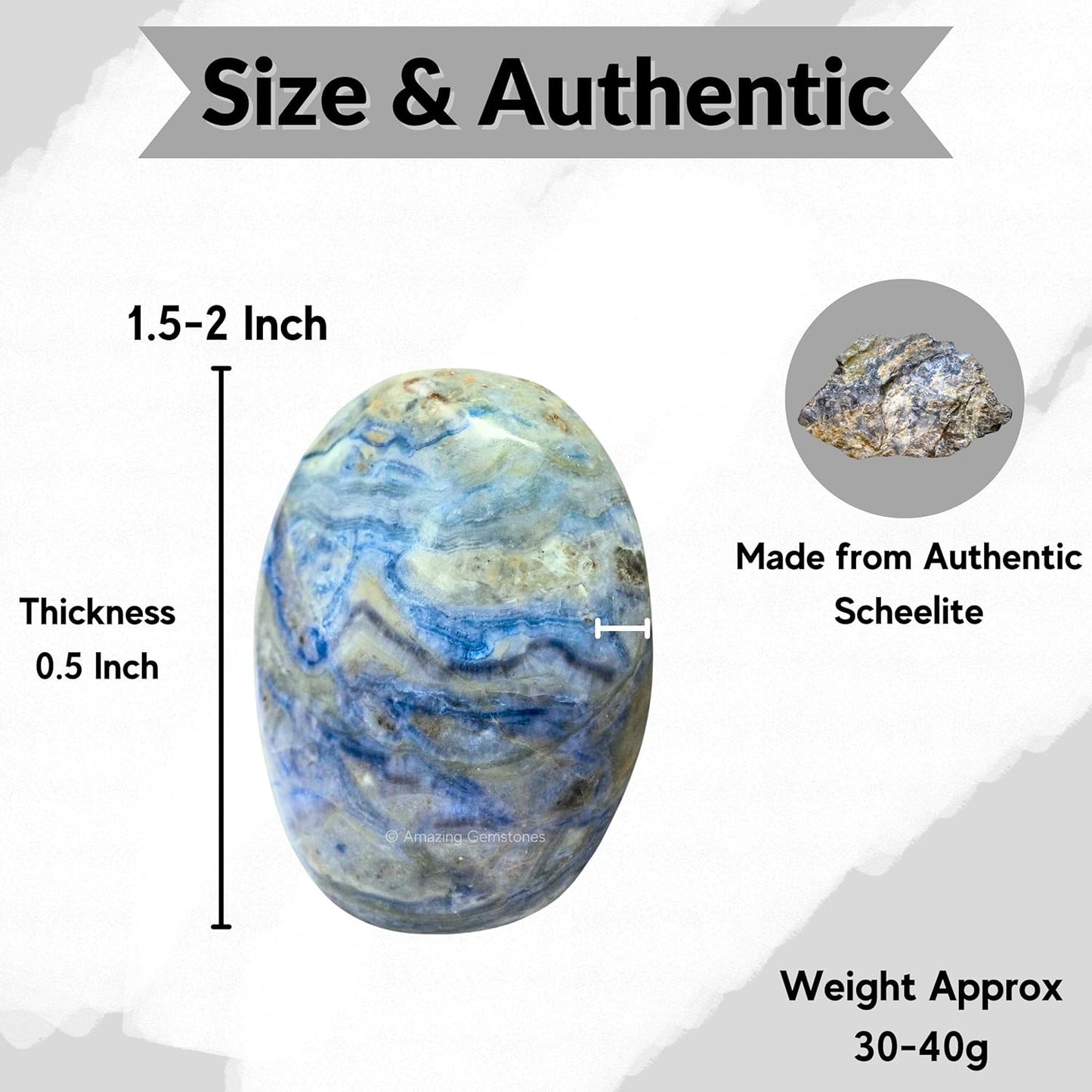 Amazing Gemstone Scheelite Crystals and Healing Stones - Large Palm Stone Crystals Piedra - Crystal for Good Luck, Balanced Positive Energy, Meditation - Unique Stocking Stuffers, Gifts for Women, Men