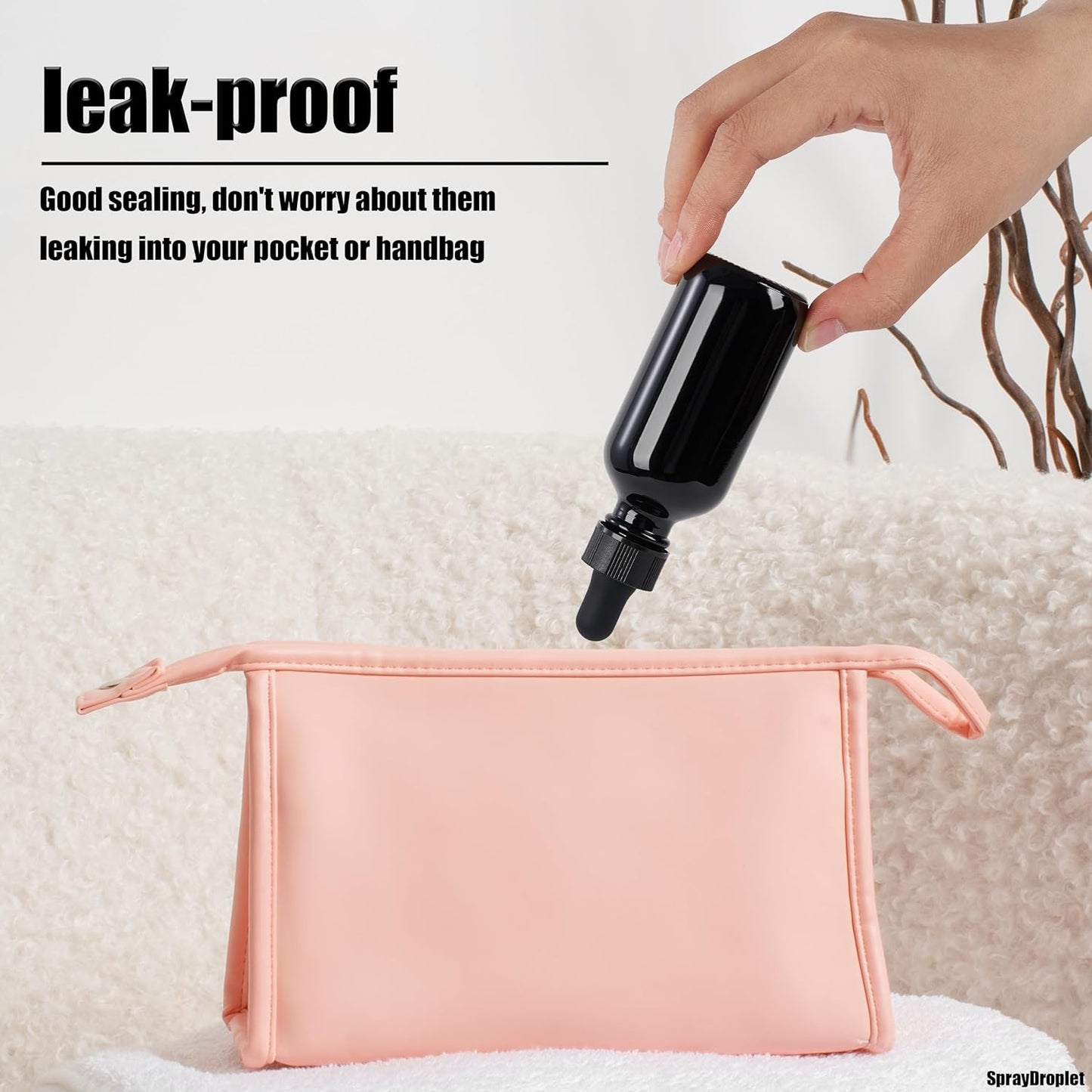 24 Pcs, 2oz Glass Dropper Bottle, Leakproof Tincture Bottles with Dropper, Black Reusable Eye Dropper Bottle, for All Kinds of Liquids (Black, 2oz-24pcs)