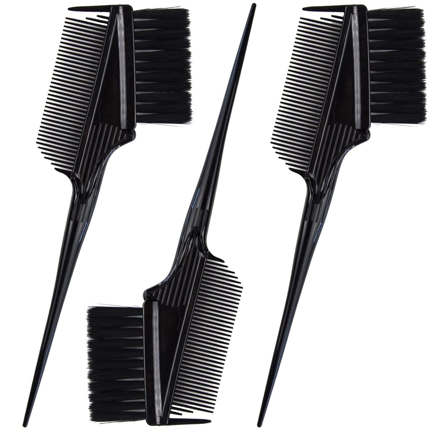 Emperor Hair Dye Brushes - 3 Angled Tint Applicators With Integrated Combs - Root Touch Up and Color Brush for Salon (Black)