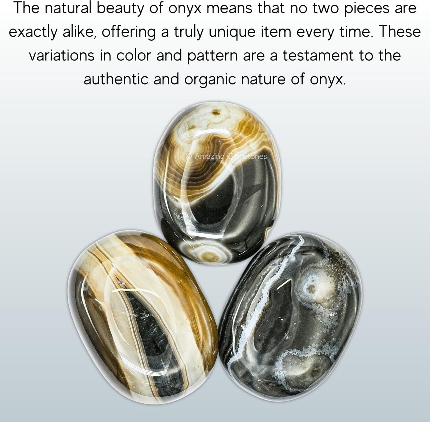 Amazing Gemstone Black Onyx Crystals and Healing Stones - Large Palm Stone Crystals Piedra - Crystal for Good Luck, Balanced Positive Energy, Meditation - Unique Stocking Stuffers and Birthday Gifts