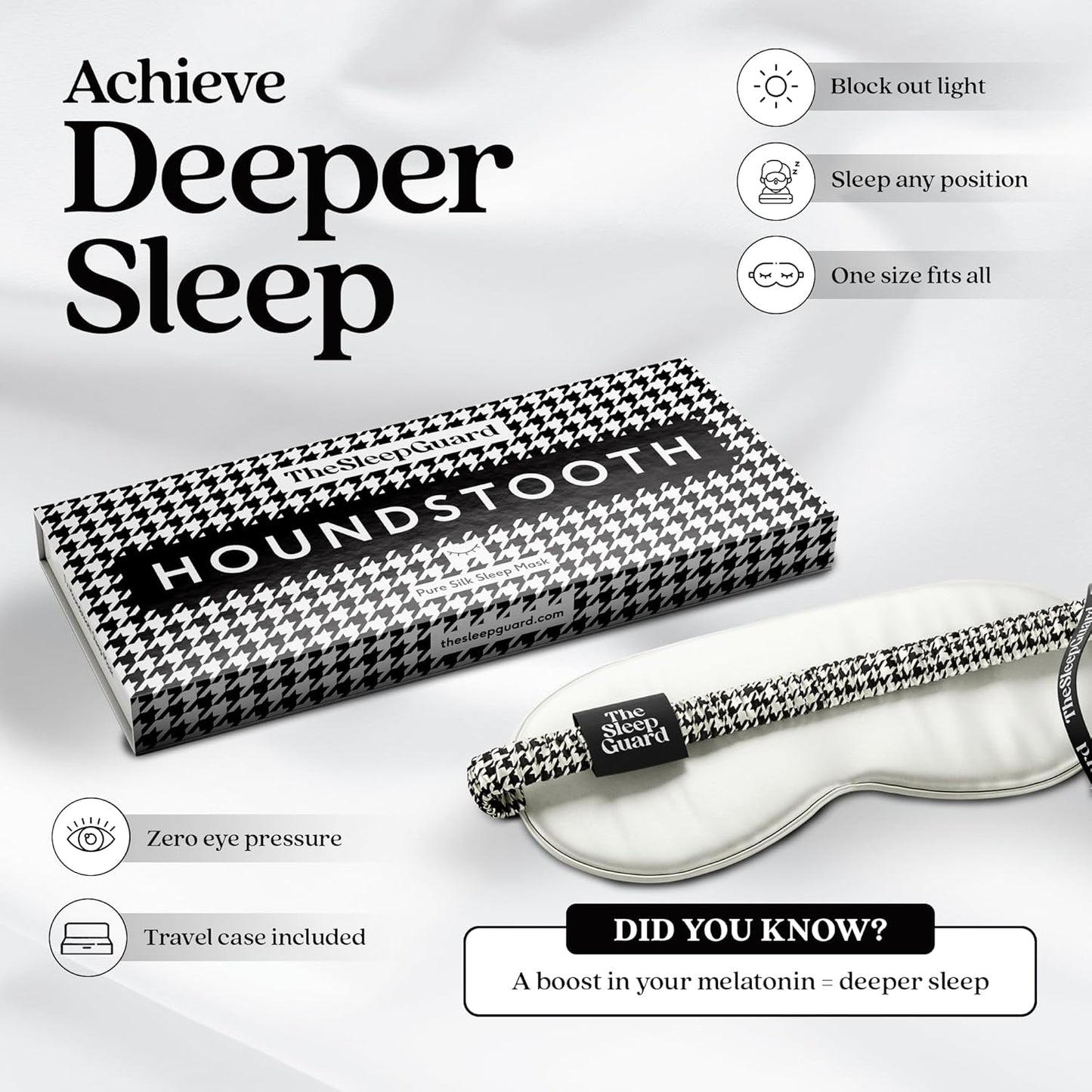 TheSleepGuard Pure Silk Sleep Mask [100% 6A Mulberry Silk, 22 Momme] Light Blocking Travel Essentials. Eye Masks for Sleeping. Black Oeko-Tex Blindfold. Eye Covers for Men & Women